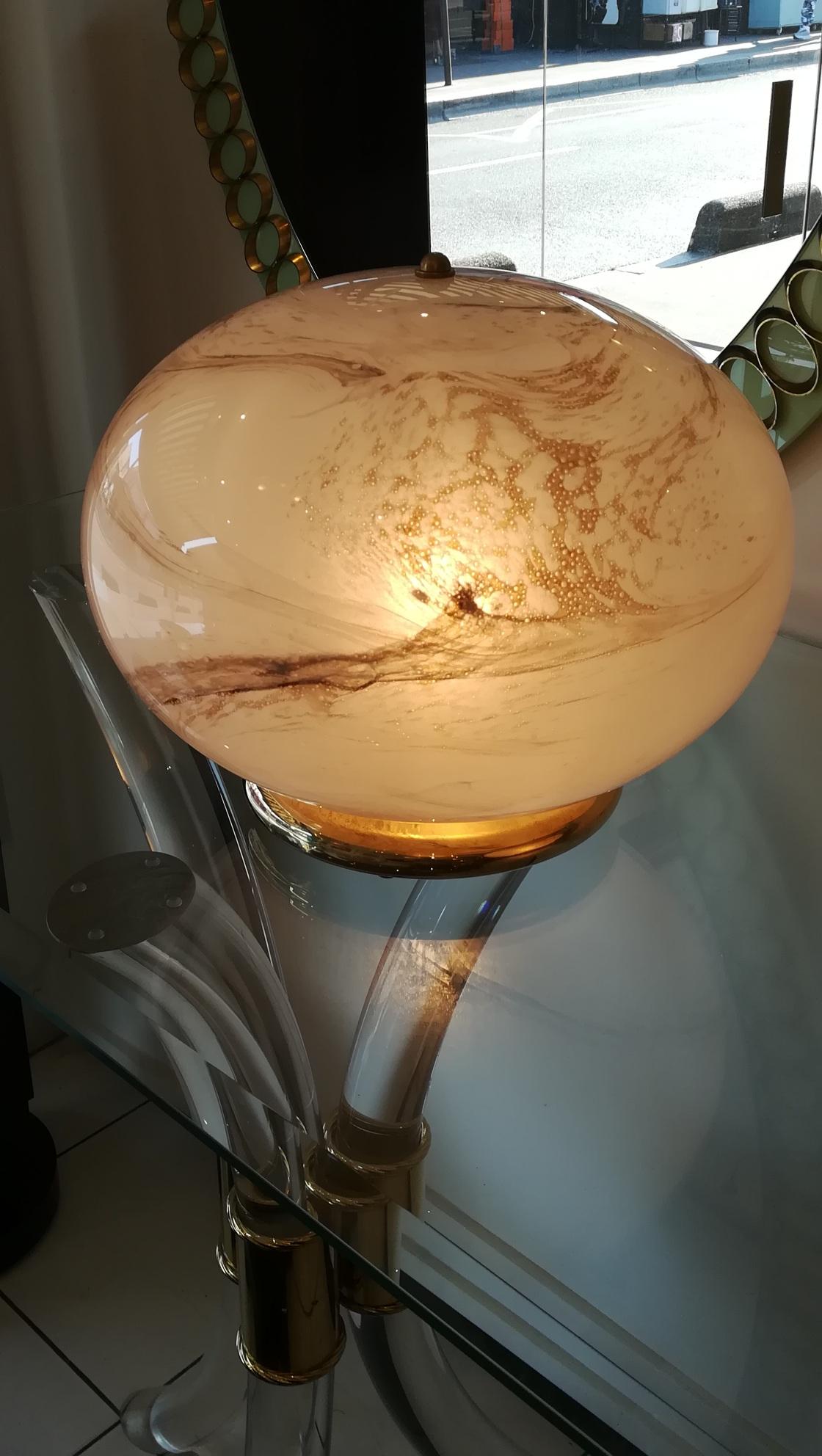 Pair of Murano Glass Round Table Lamp For Sale 7