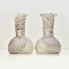 Pair of Murano Glass Scavo Vases in Ancient Roman Style, Italy, Mid-Century