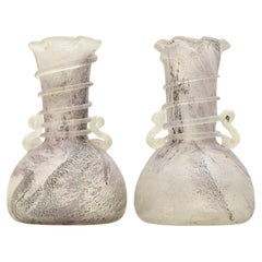 Pair of Murano Glass Scavo Vases in Ancient Roman Style, Italy, Mid-Century