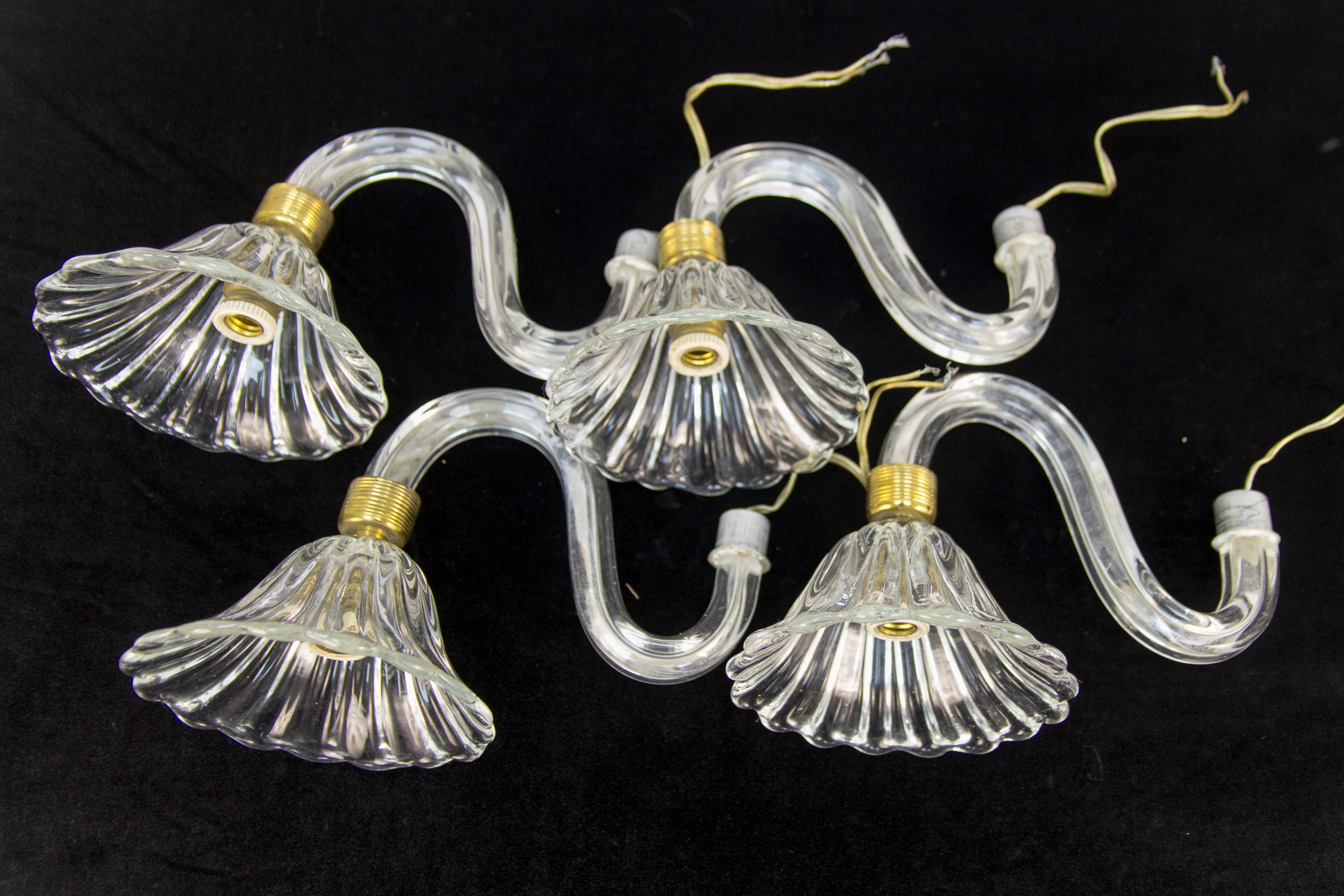 Pair of Murano Two Light Clear Glass Sconces, 1950s 4