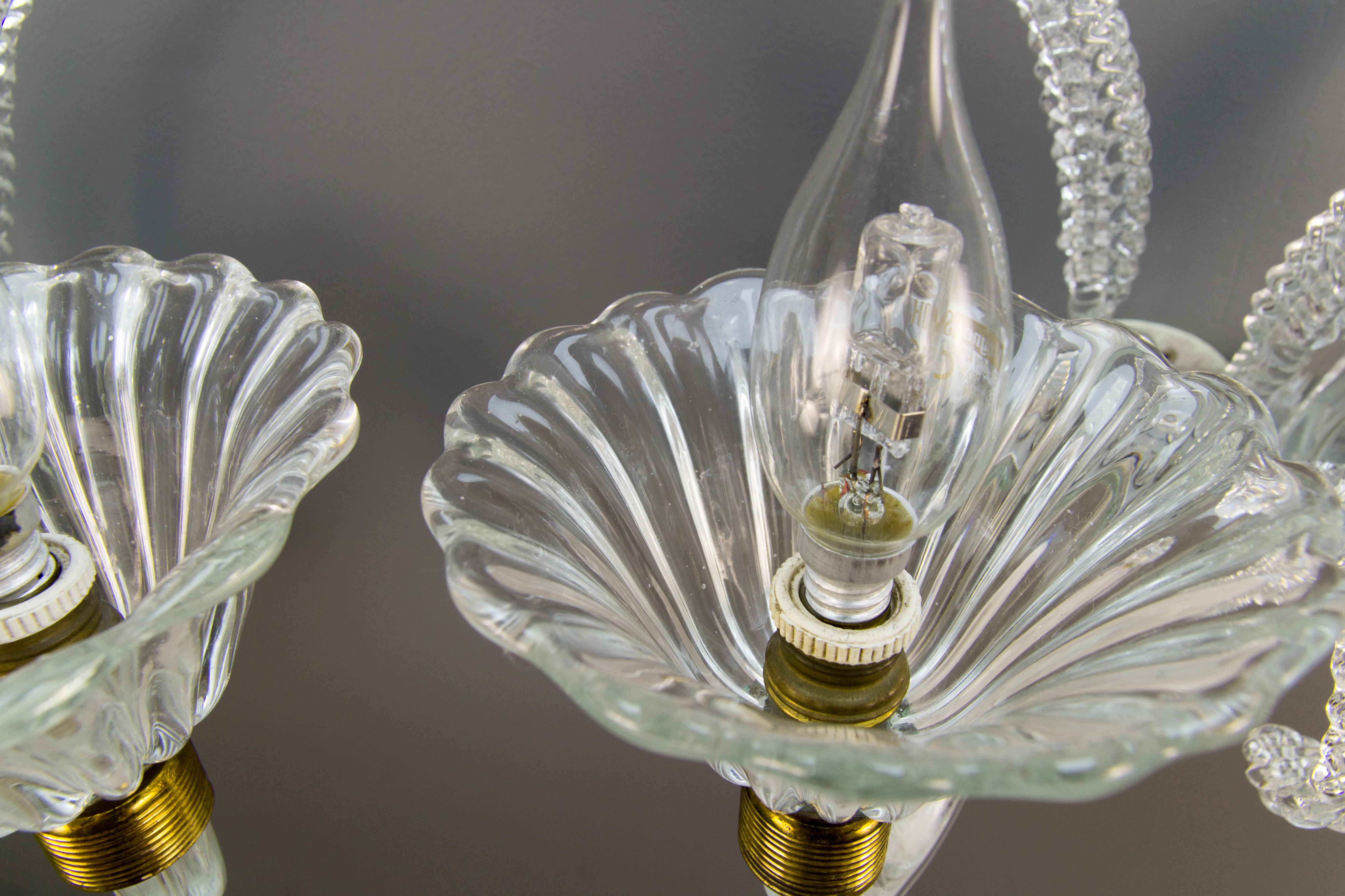 Pair of Murano Two Light Clear Glass Sconces, 1950s 8