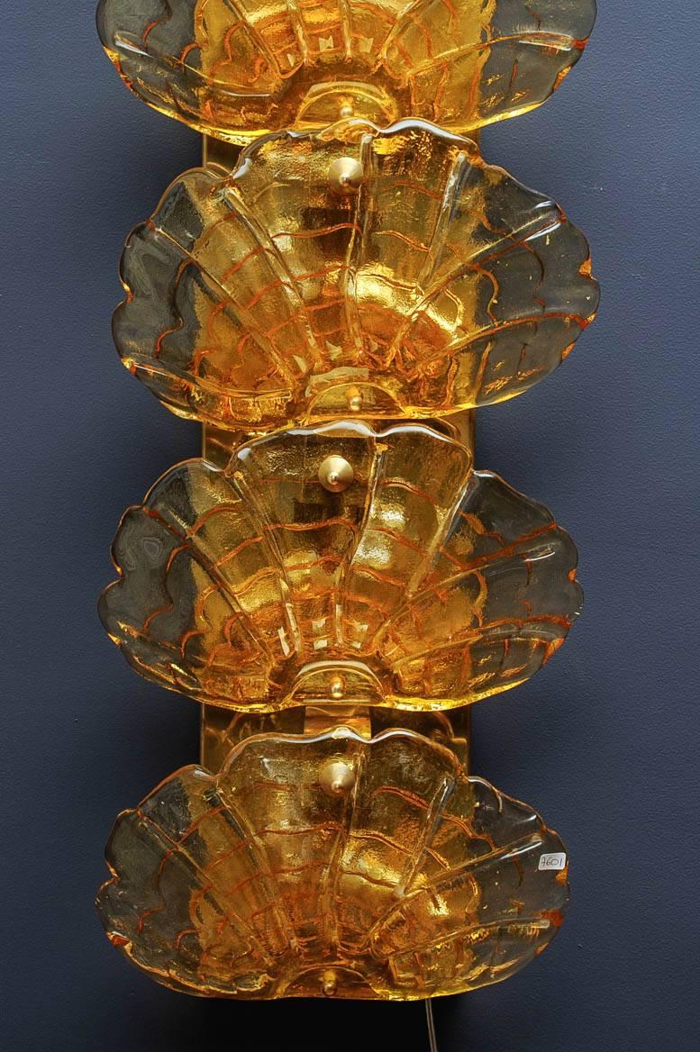 Italian Pair of Murano Glass Sconces at cost price. For Sale
