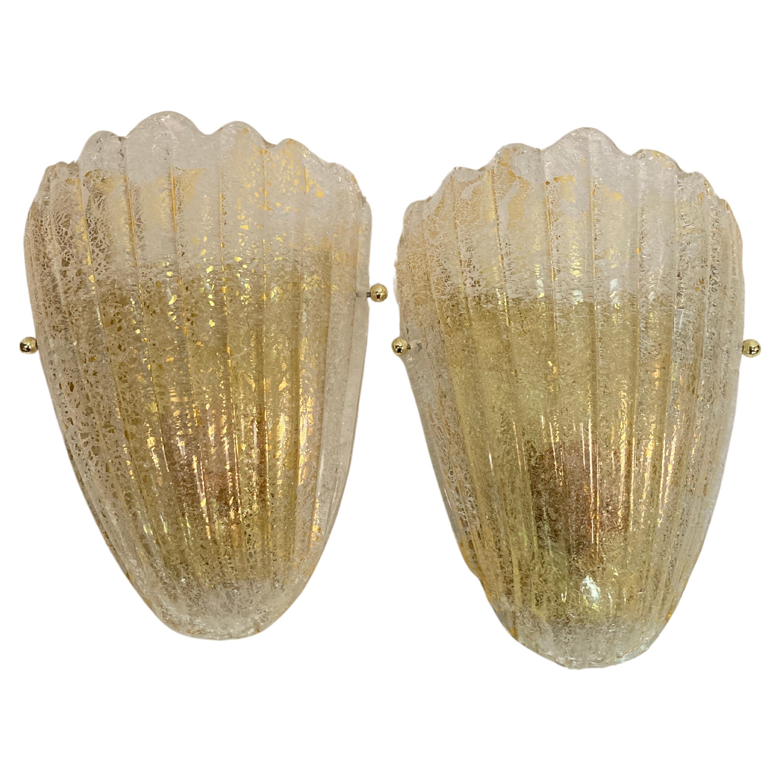 Pair of Murano glass sconces attributed to Cenedese For Sale