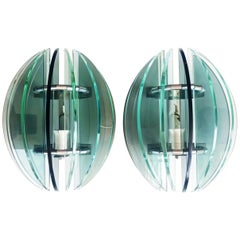Pair of Murano Glass Sconces Attributed to Fontana Arte, Italy, 1960s