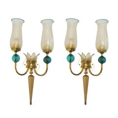 Pair of Murano Glass Sconces by Andre Arbus for Veronese