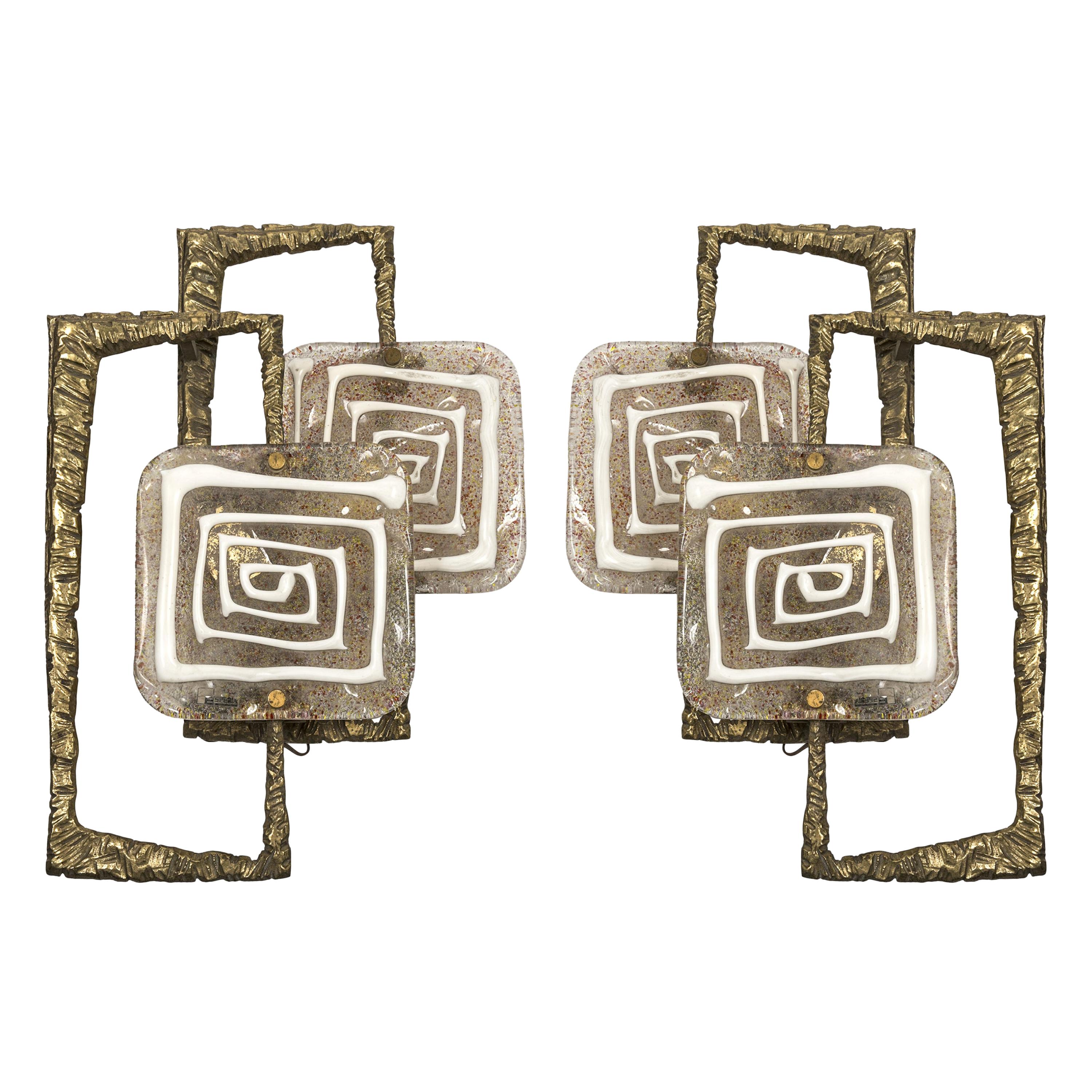 Pair of Murano Glass Sconces by Angelo Brotto