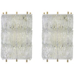 Paire d
appliques en verre de Murano par Barovier 
Toso:: Italie:: années 1960