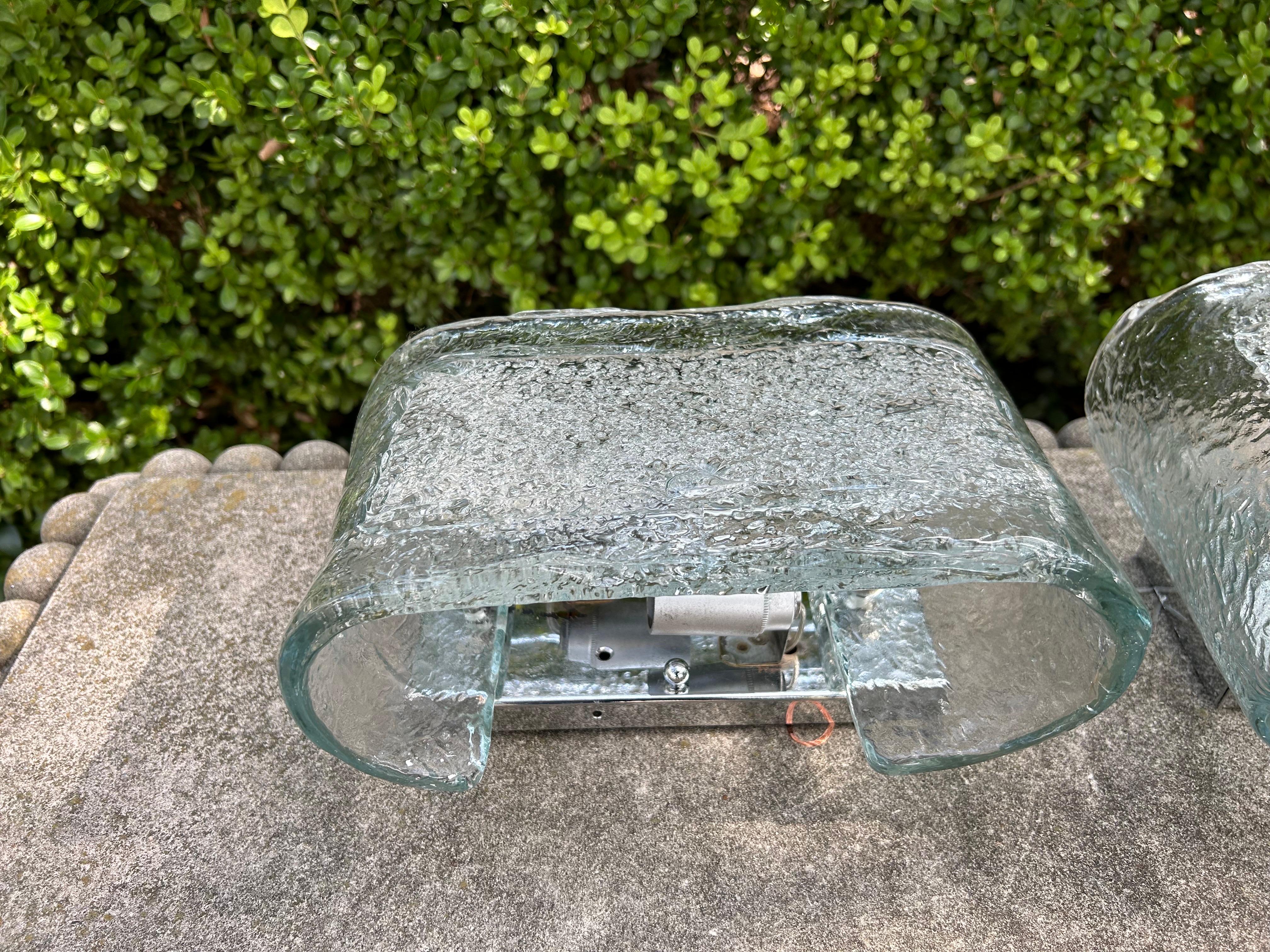 Paire d'appliques en verre de Murano par Carlo Nason pour Mazzega en vente 1