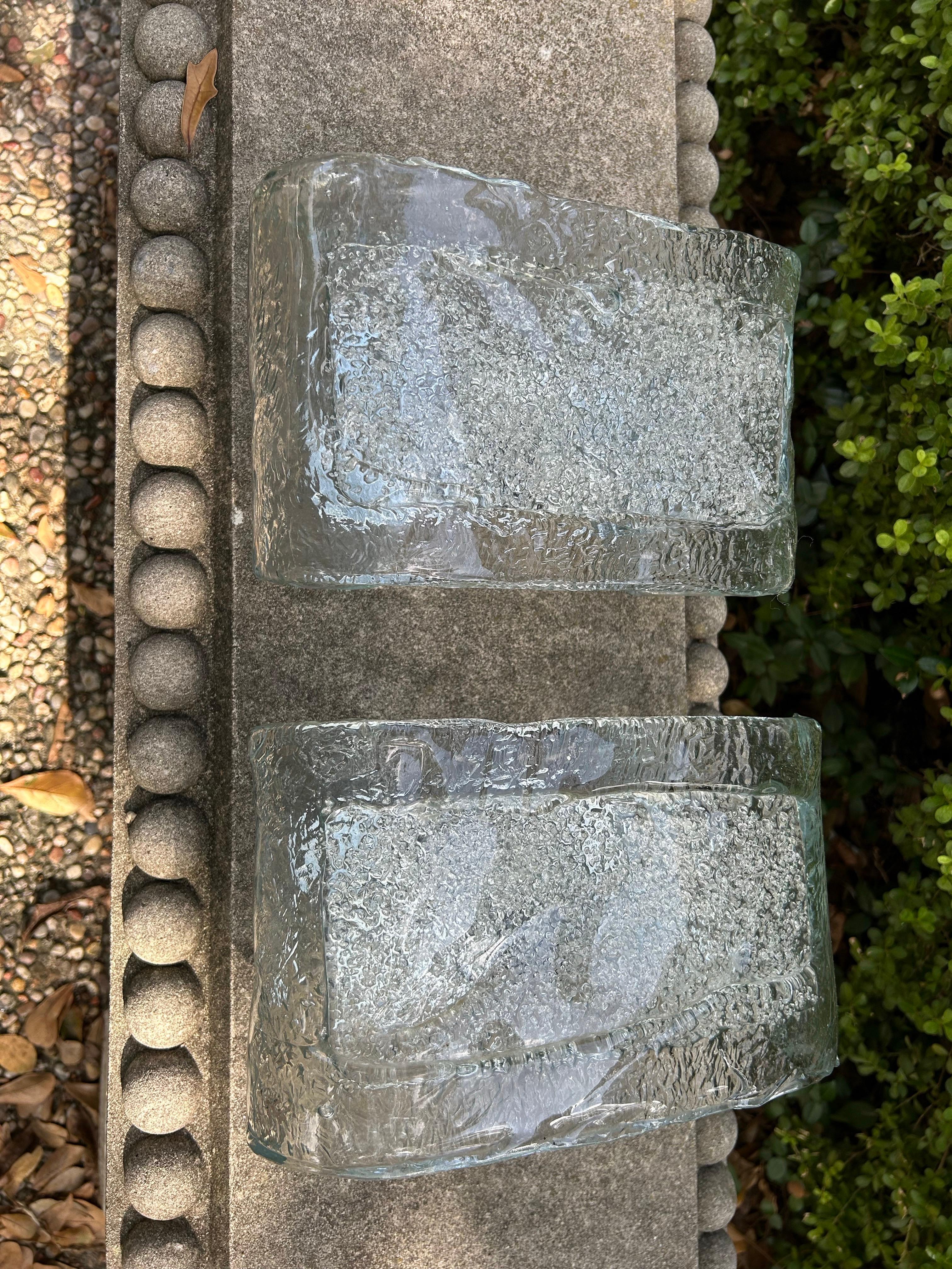 Paire d'appliques en verre de Murano par Carlo Nason pour Mazzega en vente 3