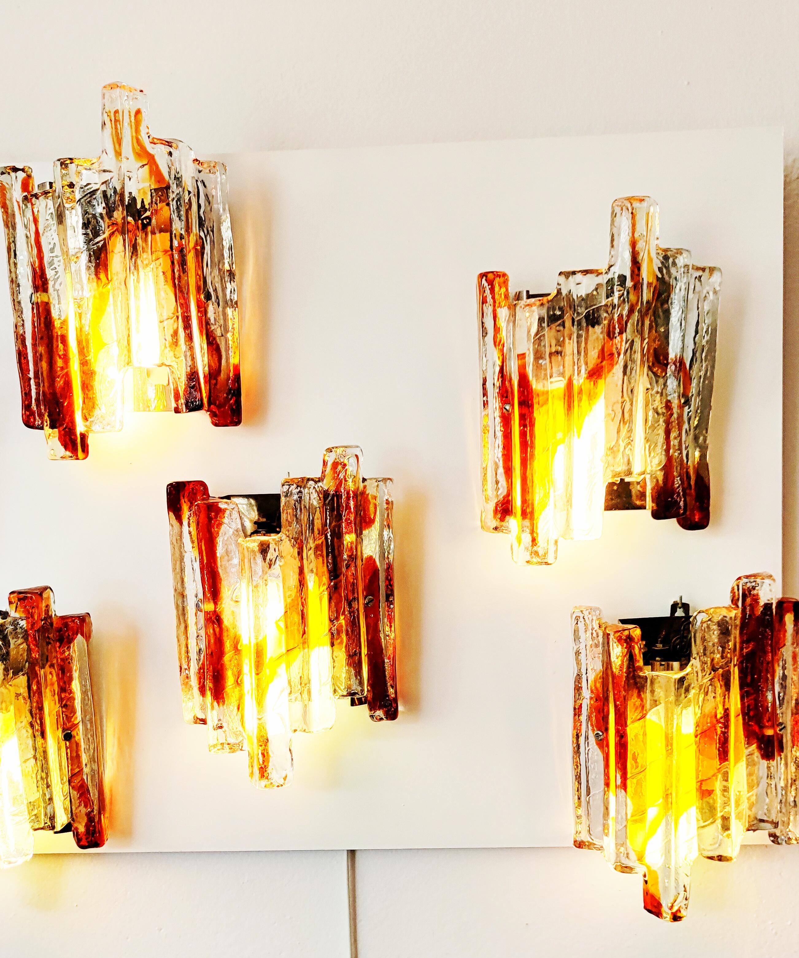 Italian Pair of Murano Glass Sconces by Carlo Nason for Mazzega, Italy, 1960s For Sale