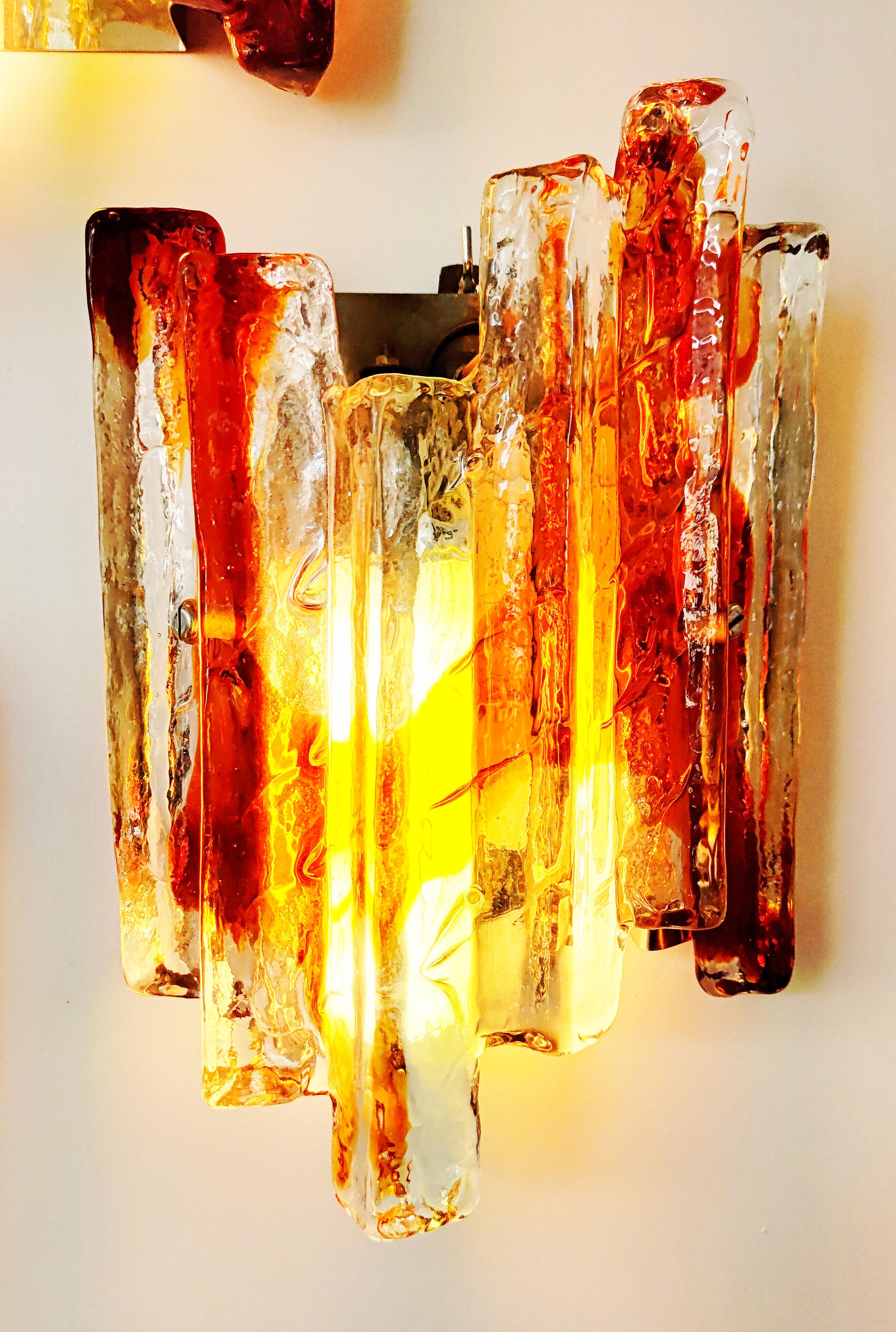 XX secolo Coppia di lampade in vetro di Murano di Carlo Nason per Mazzega, Italia, anni '60 in vendita