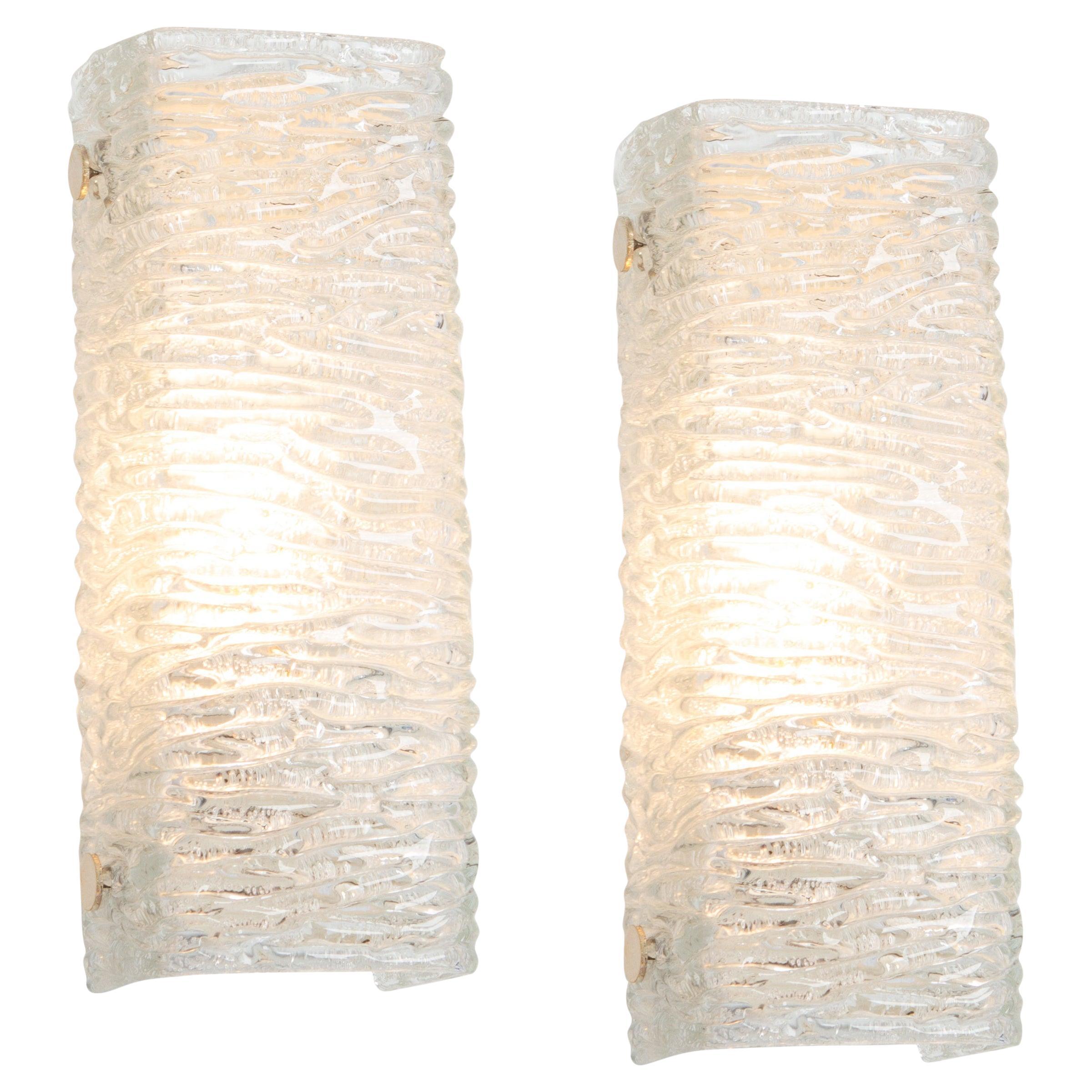 Pareja de apliques de cristal de Murano de Kaiser, Alemania, años 70