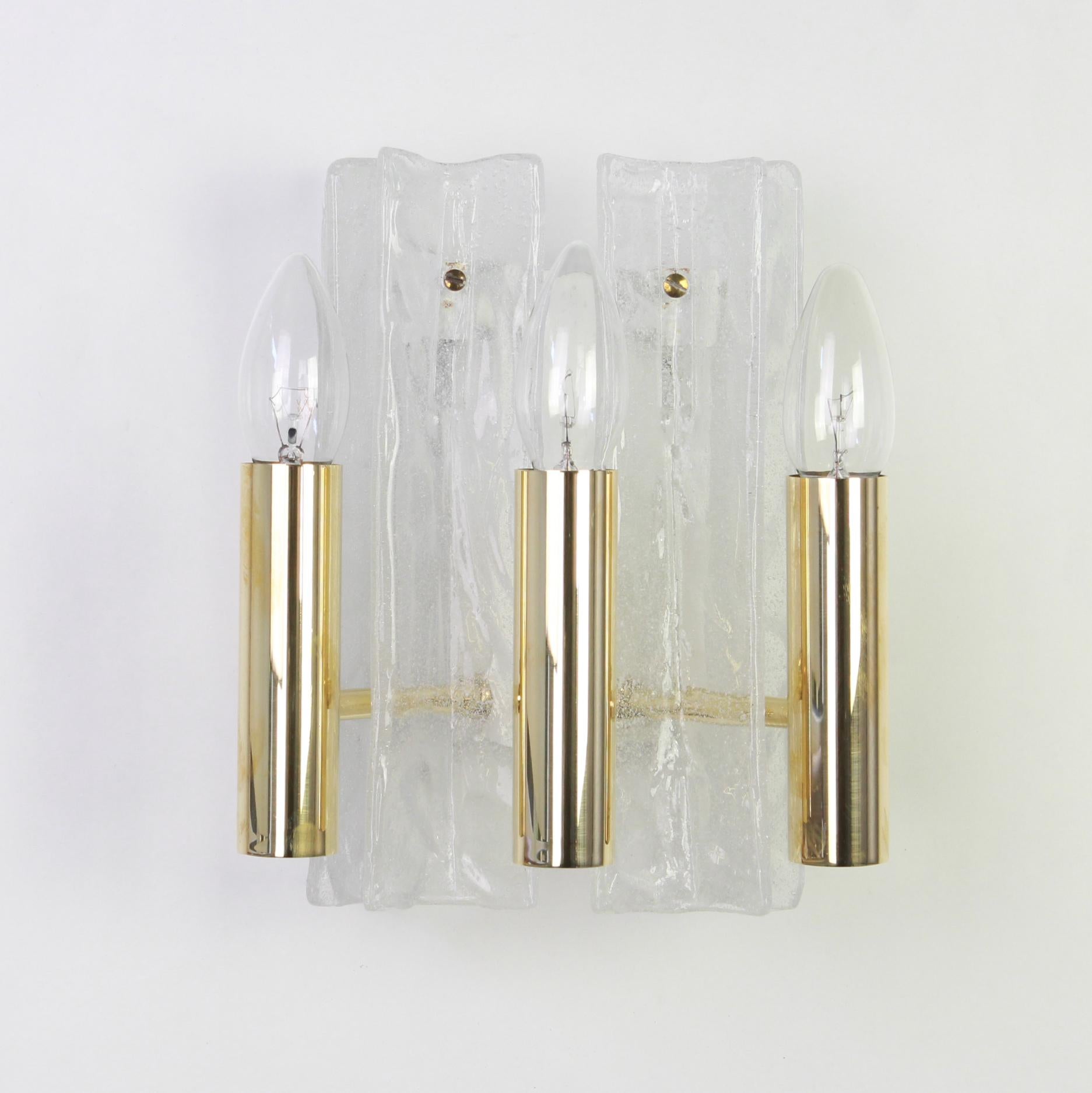 Mid-Century Modern Pair of Murano Glass Sconces by Kalmar, Mod Lipizza, Austria, 1960s For Sale