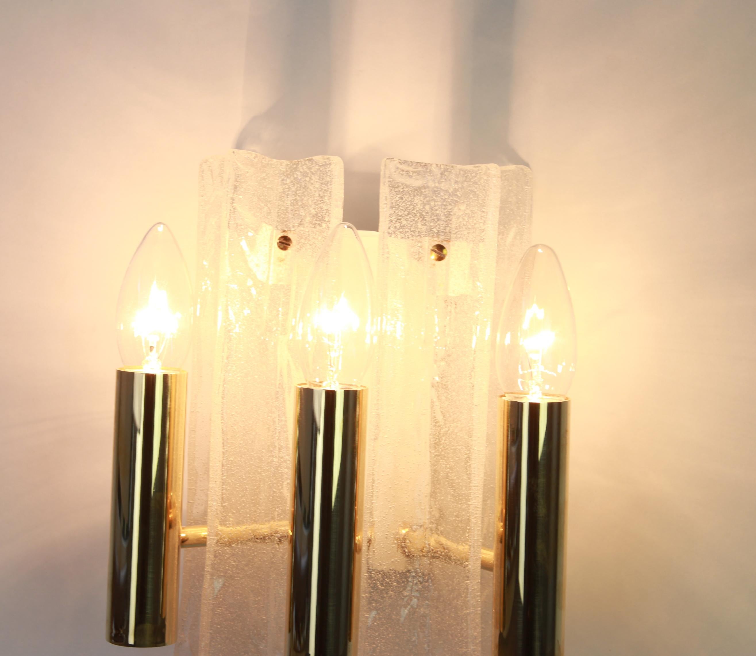 Austrian Pair of Murano Glass Sconces by Kalmar, Mod Lipizza, Austria, 1960s For Sale