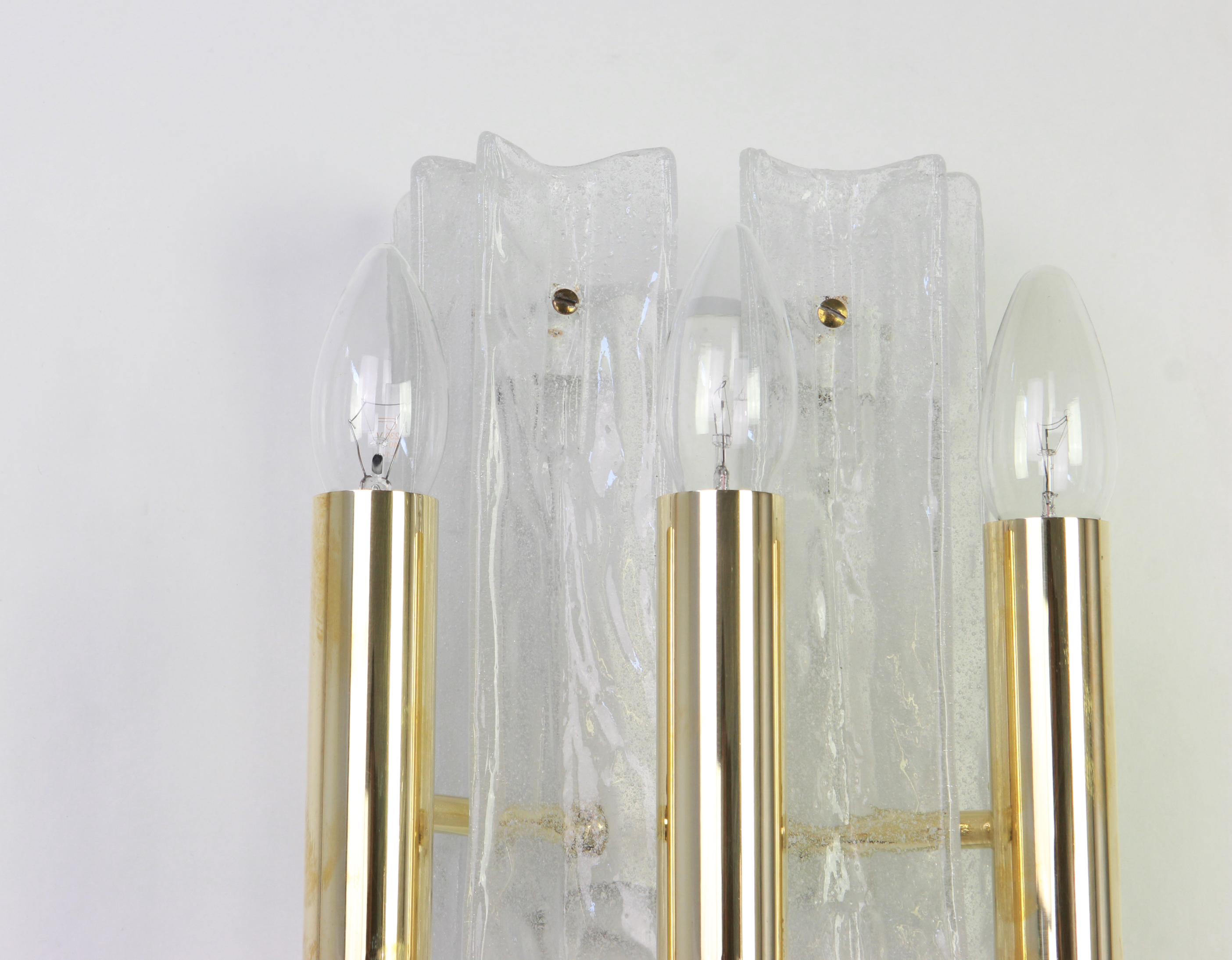 Mid-20th Century Pair of Murano Glass Sconces by Kalmar, Mod Lipizza, Austria, 1960s For Sale