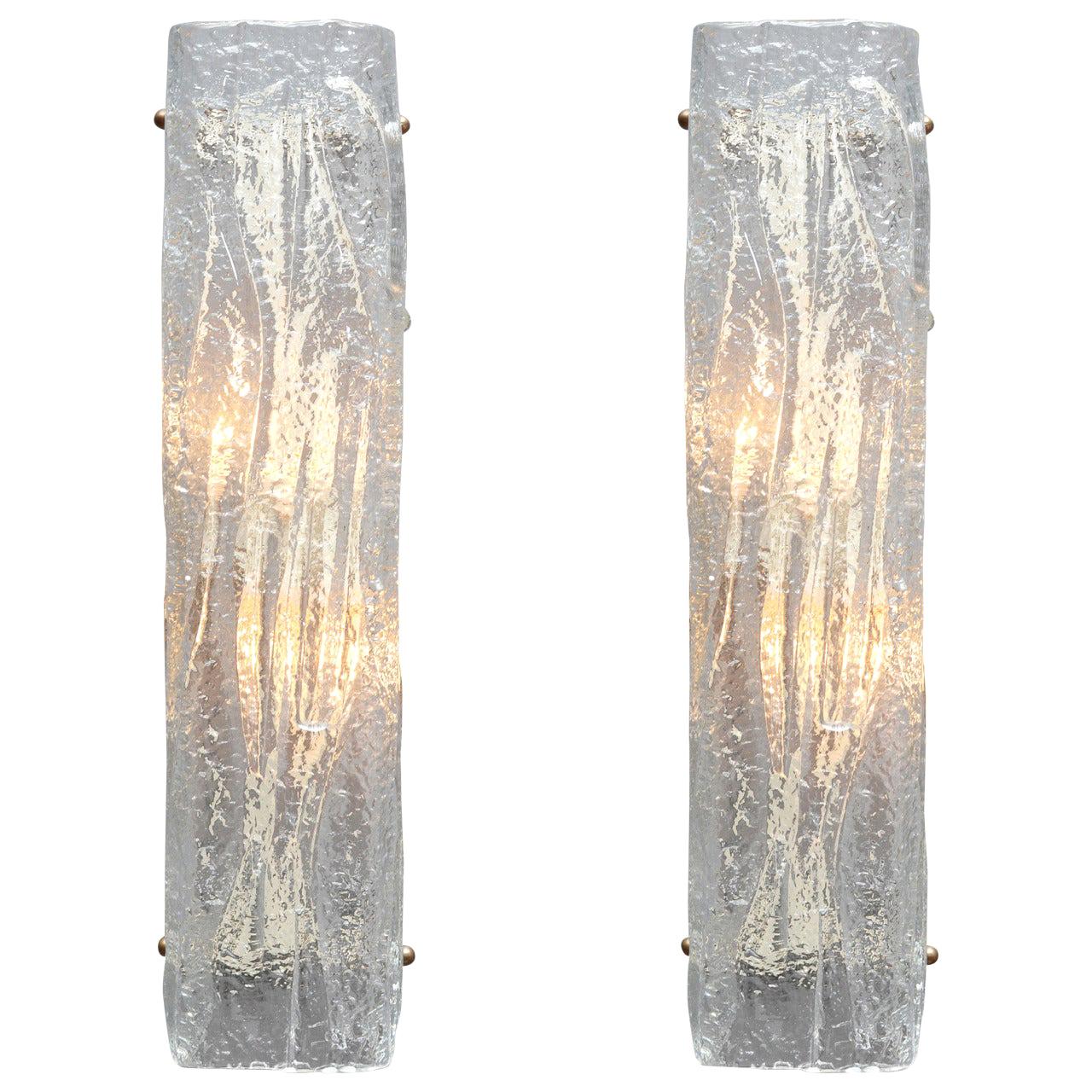 Pair of Murano Glass Sconces by Mazzega For Sale