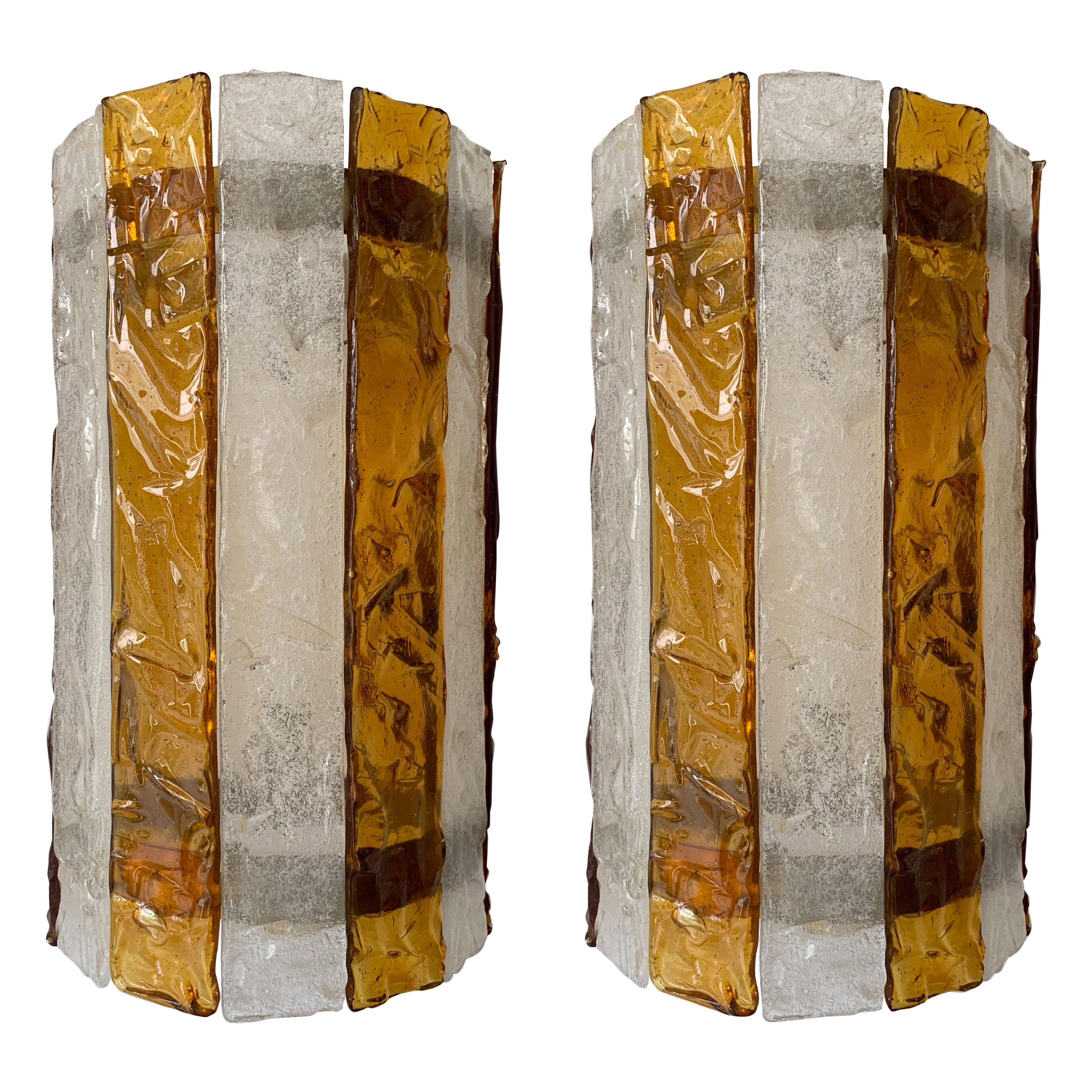 Pair of Murano Glass Sconces by Mazzega, Italy, circa 1970s