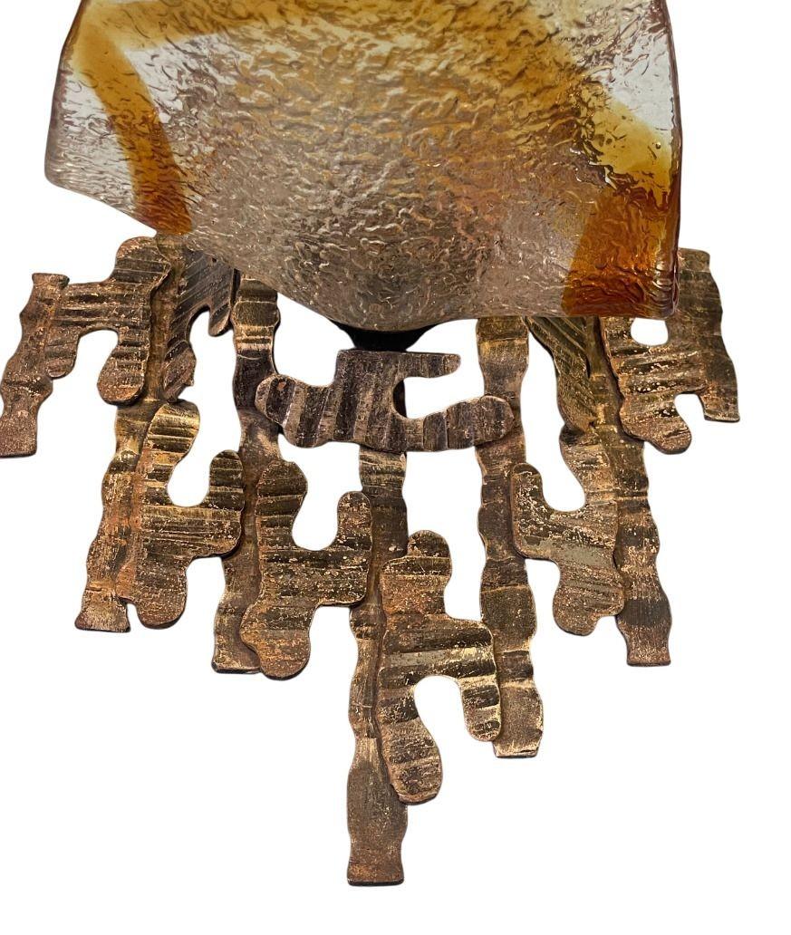 Pair of Murano Glass Sconces by Mazzega on Brutalist Metal Frames. Italy, 1970's For Sale 6