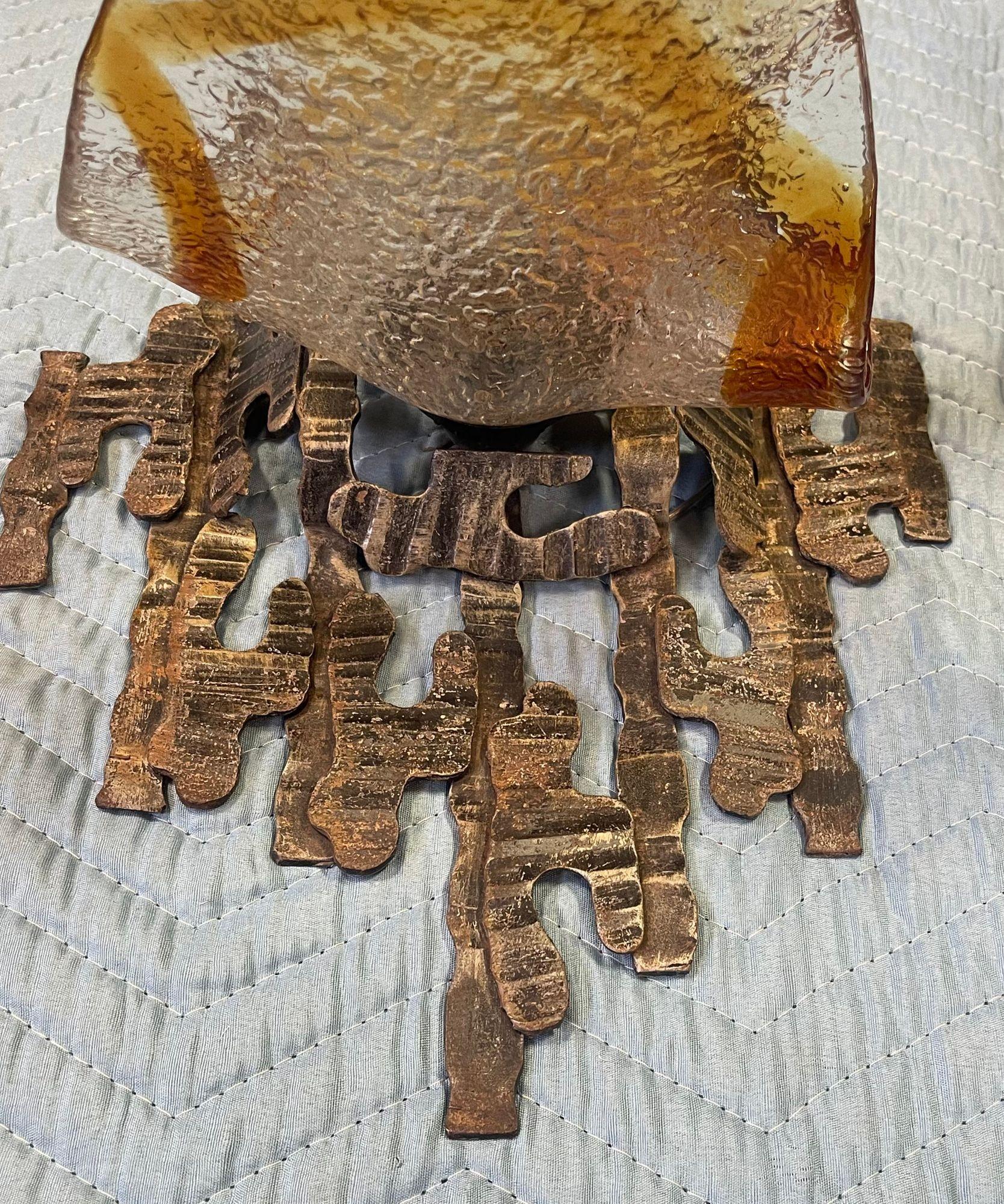 Pair of Murano Glass Sconces by Mazzega on Brutalist Metal Frames. Italy, 1970's For Sale 7