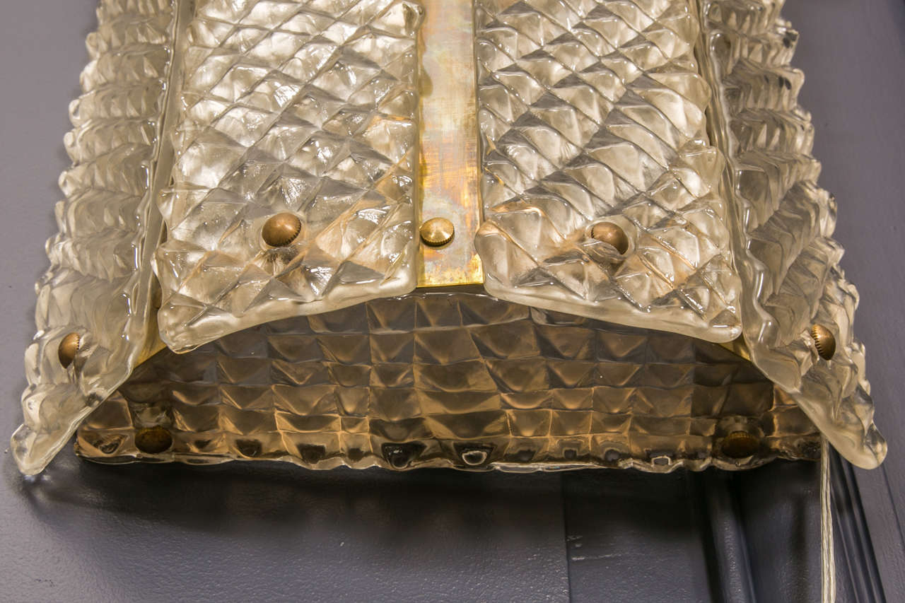 Ottone Coppia di lampade in vetro di Murano dello Studio A Glustin in vendita