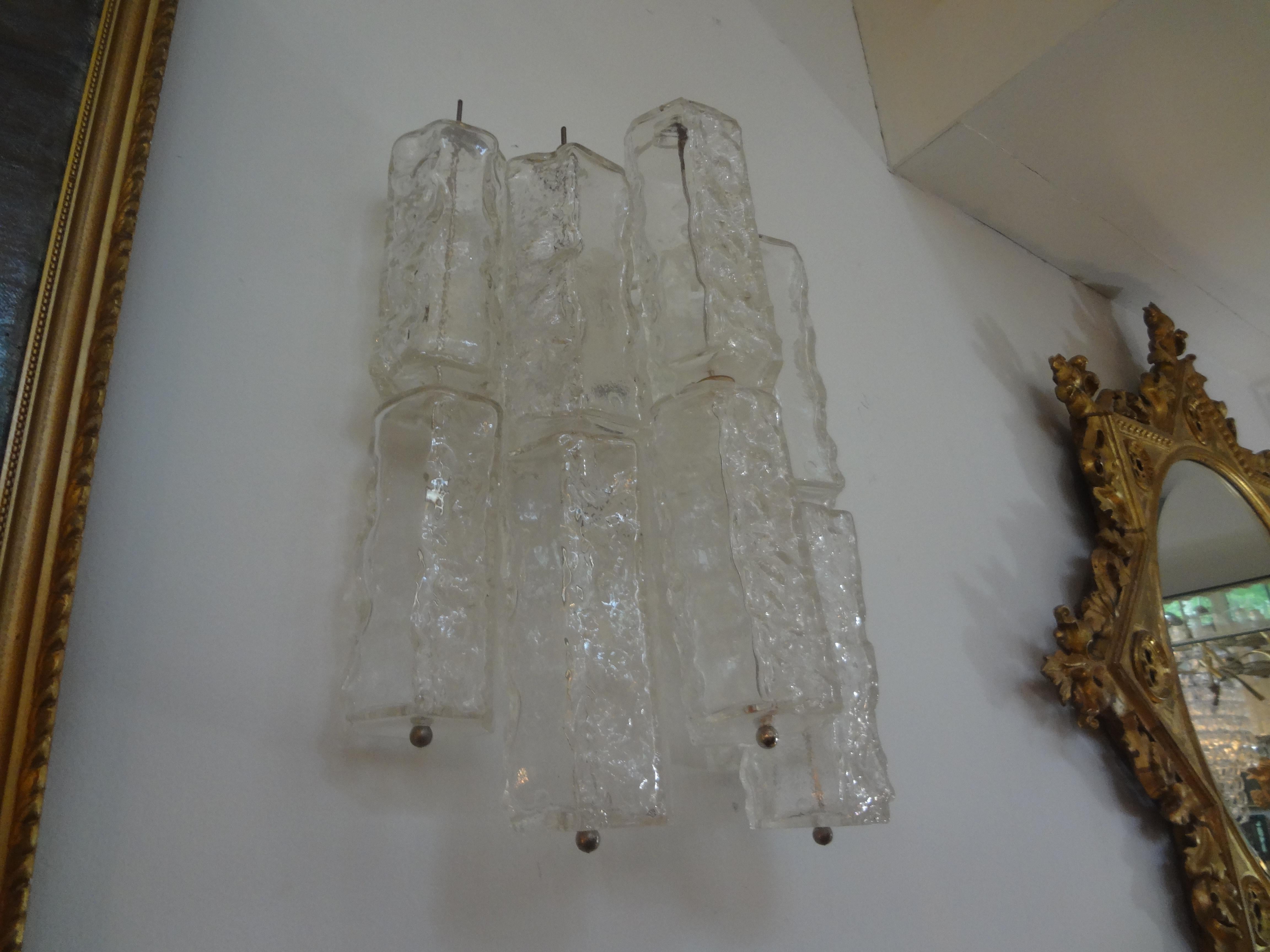 Mid-20th Century Pair of Murano Glass Sconces by Toni Zuccheri for Venini For Sale