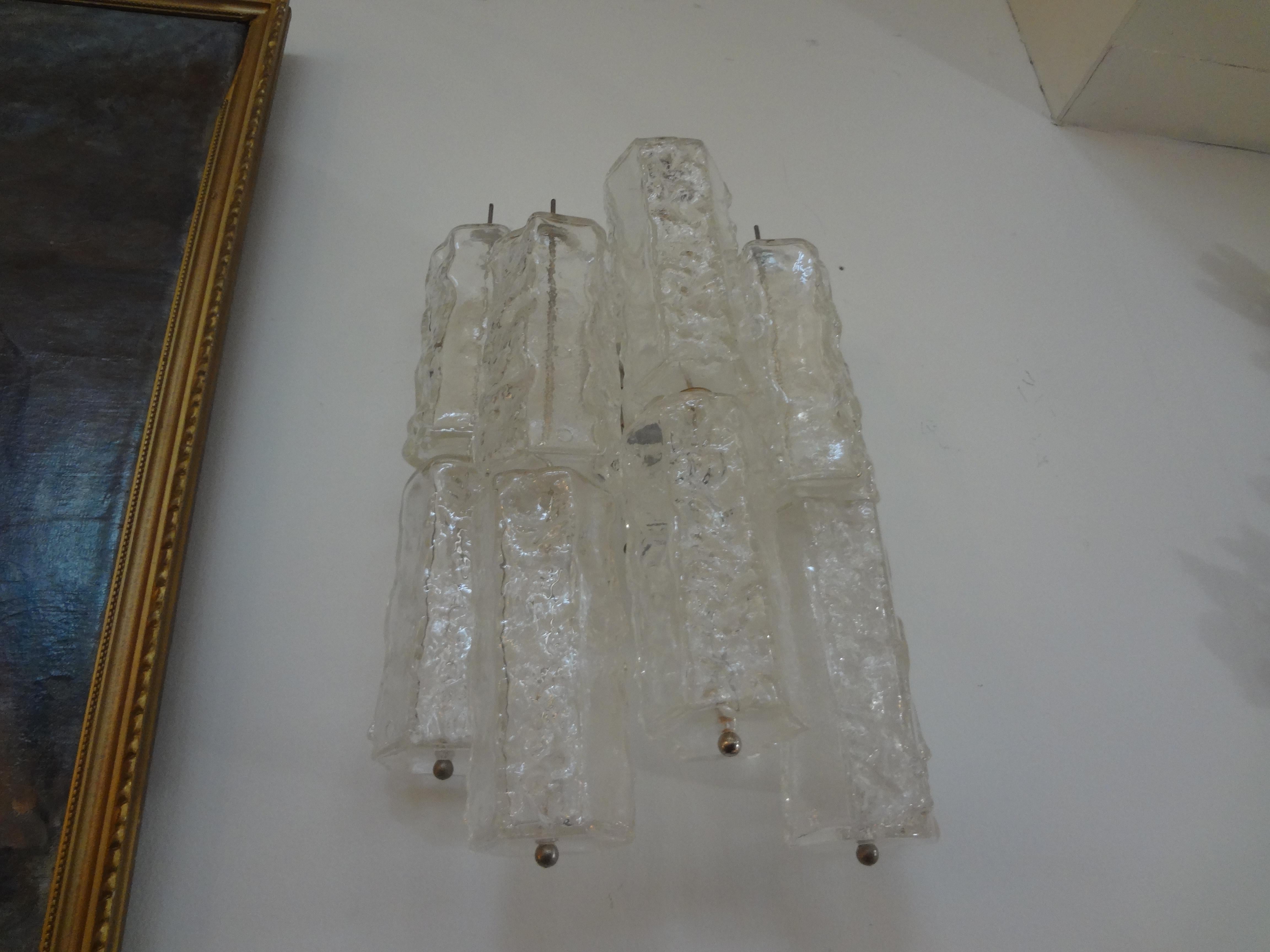 Blown Glass Pair of Murano Glass Sconces by Toni Zuccheri for Venini For Sale