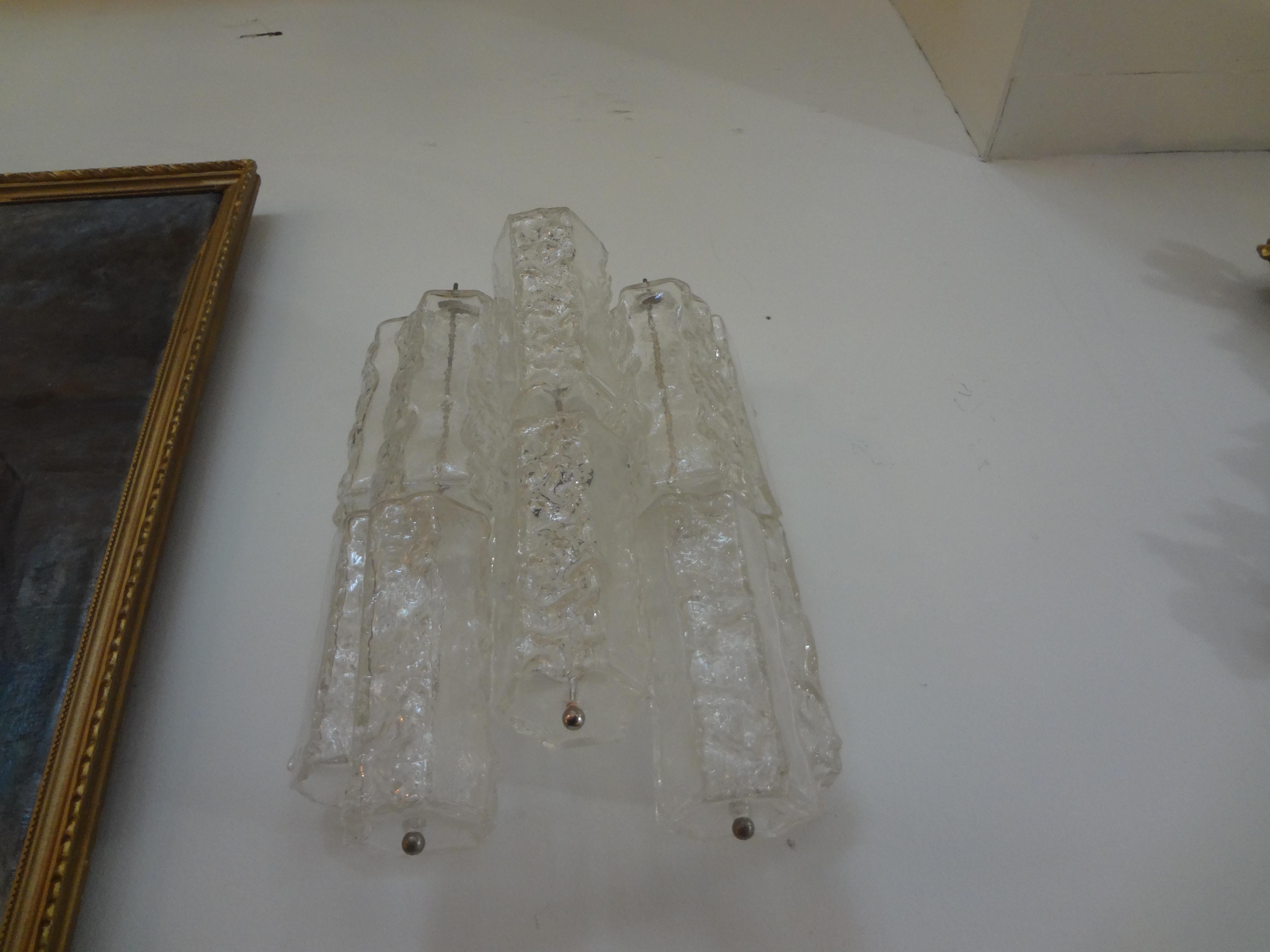 Pair of Murano Glass Sconces by Toni Zuccheri for Venini For Sale 1