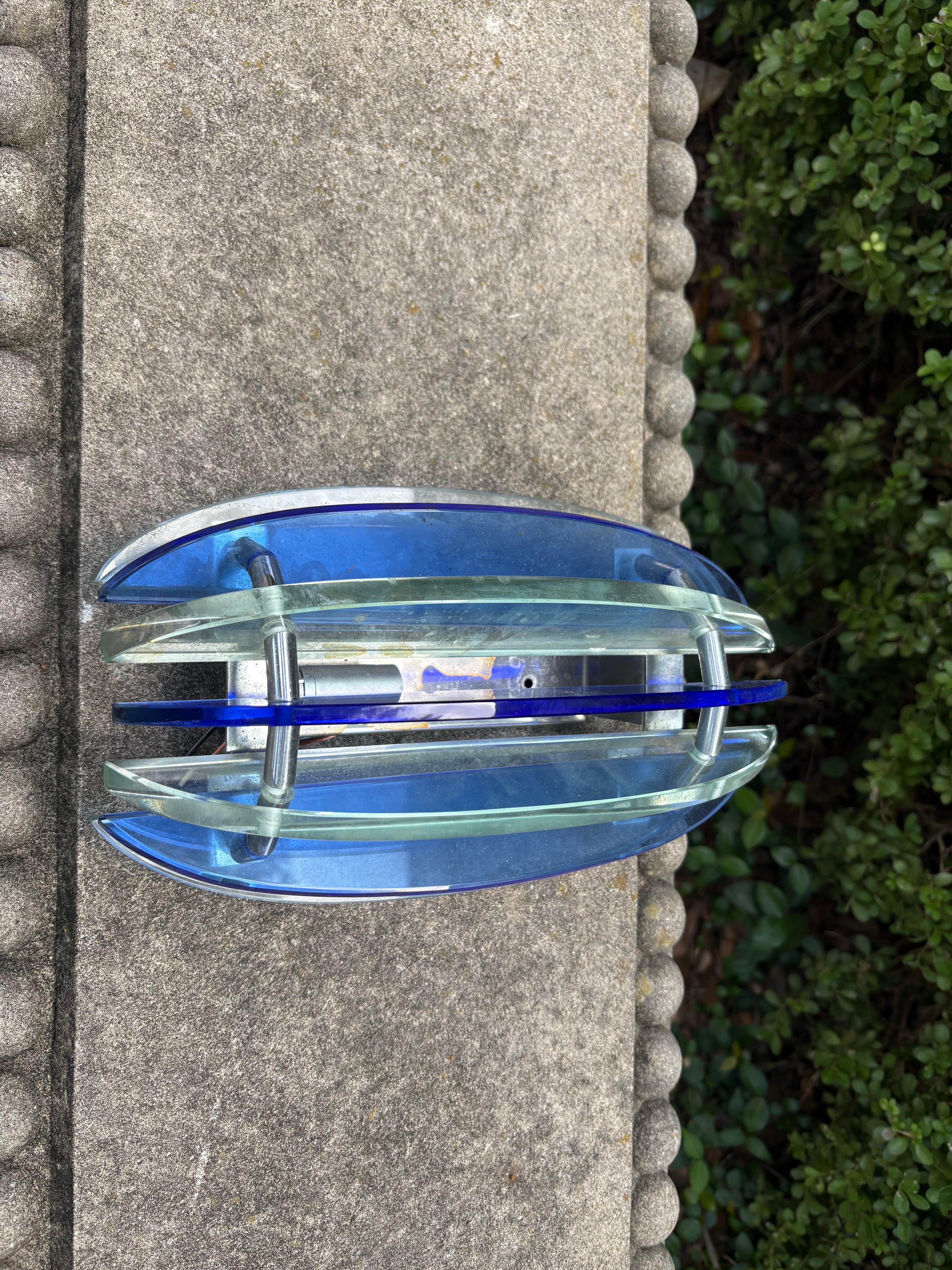 Italian Pair Of Murano Glass Sconces By VECA For Sale