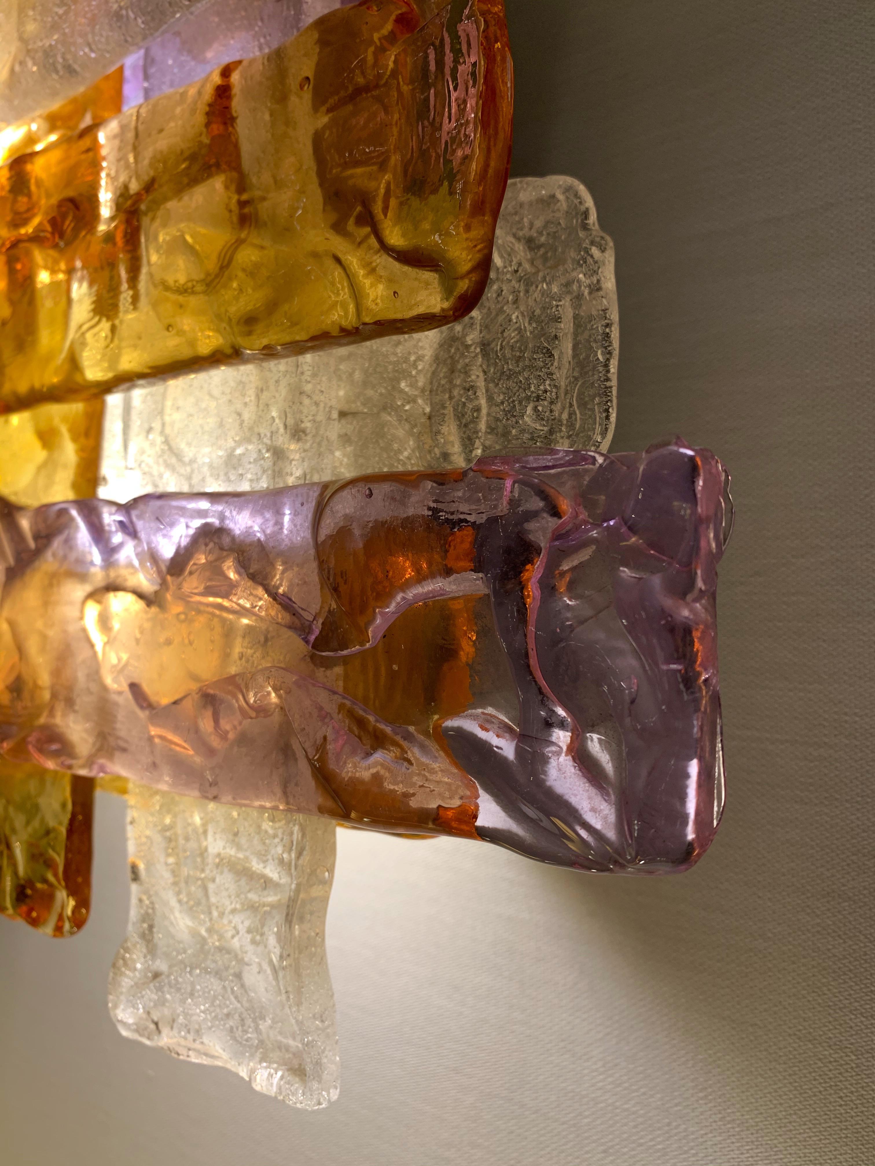 Pair of Murano Glass Sconces by Mazzega, Italy, 1970s In Good Condition In SAINT-OUEN, FR
