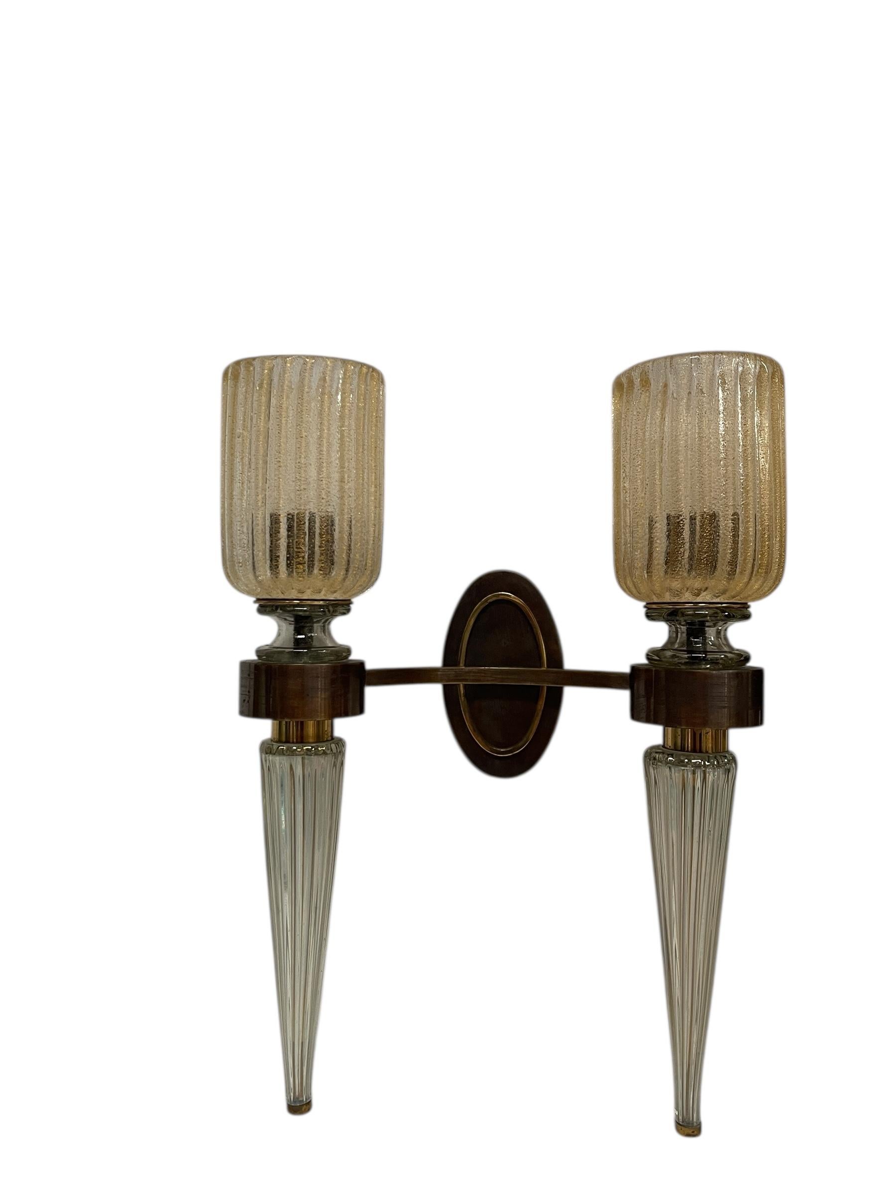 Coppia di appliques in vetro di Murano di Veronèse per André Arbus in vendita 6