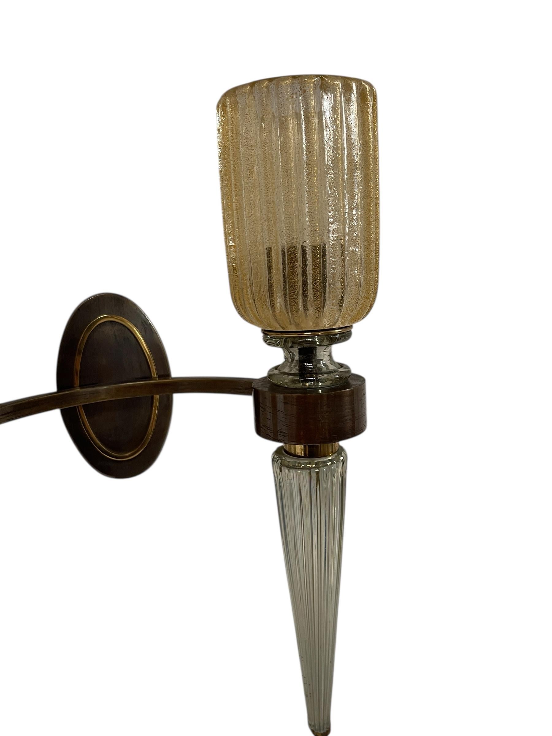 Coppia di appliques in vetro di Murano di Veronèse per André Arbus in vendita 1