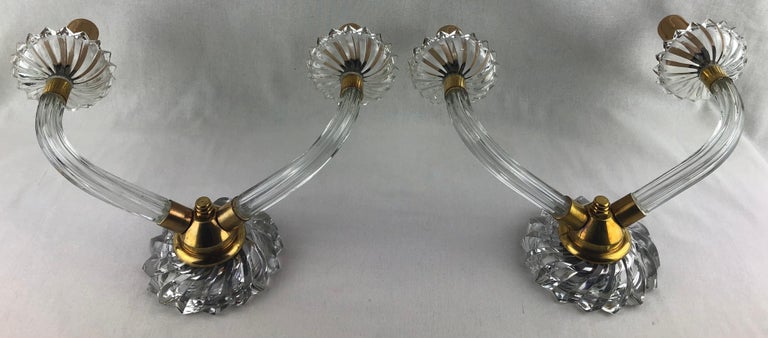 Mid-Century Modern Pair of Mid-Century Murano Glass Sconces For Sale