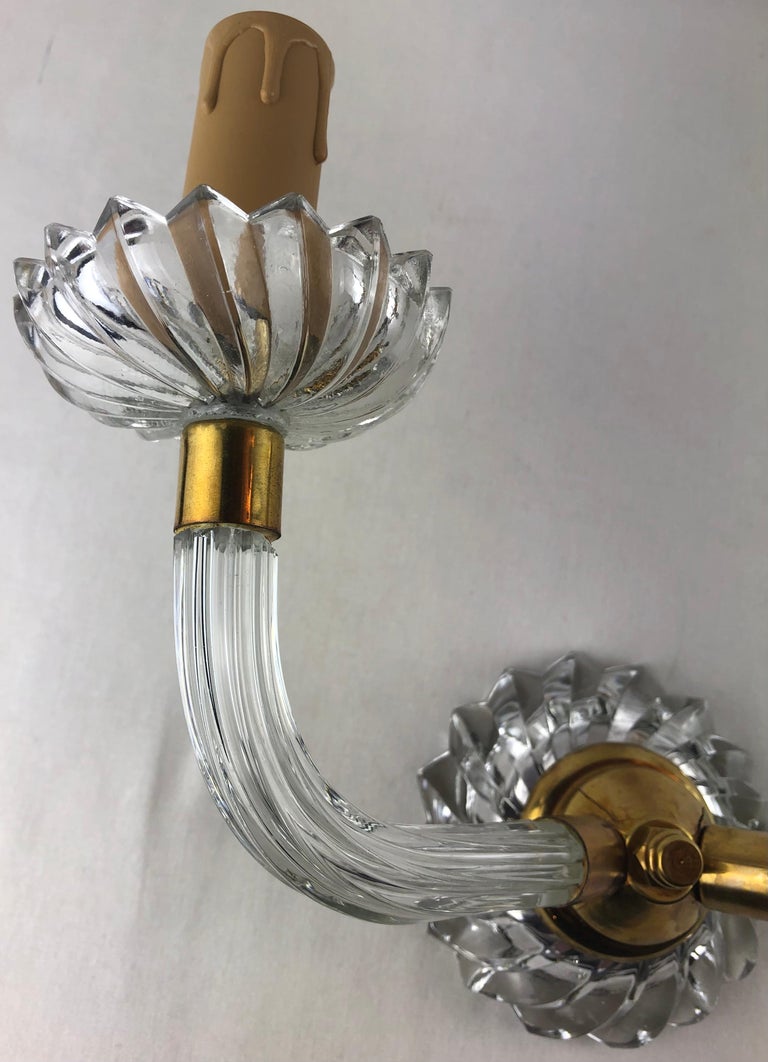 Italian Pair of Mid-Century Murano Glass Sconces For Sale