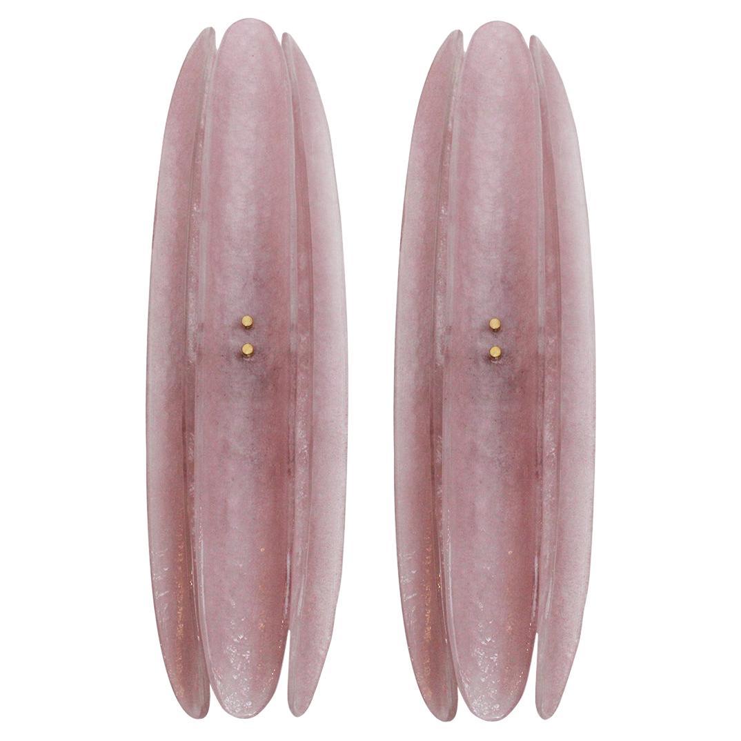 Mid Century Style Pink Murano Glass Sconces, Contemporary Design, Italy Murano