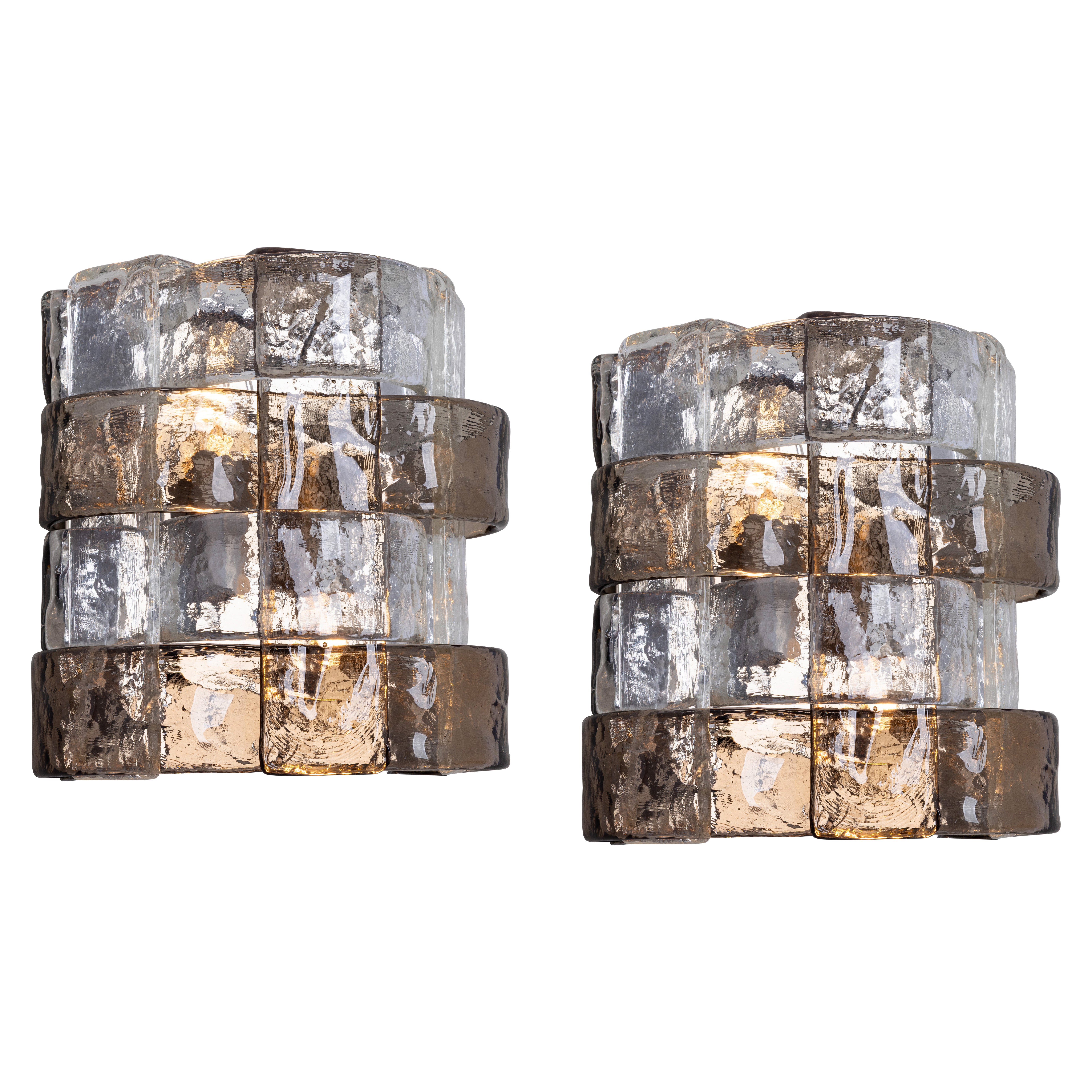 Pair of Murano Glass Sconces designed by Carlo Nason, Kalmar, Austria, 1970s