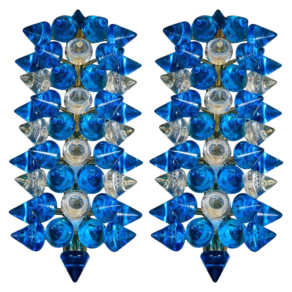 Pair of Murano Glass Sconces Designed by Regis Royant For Sale