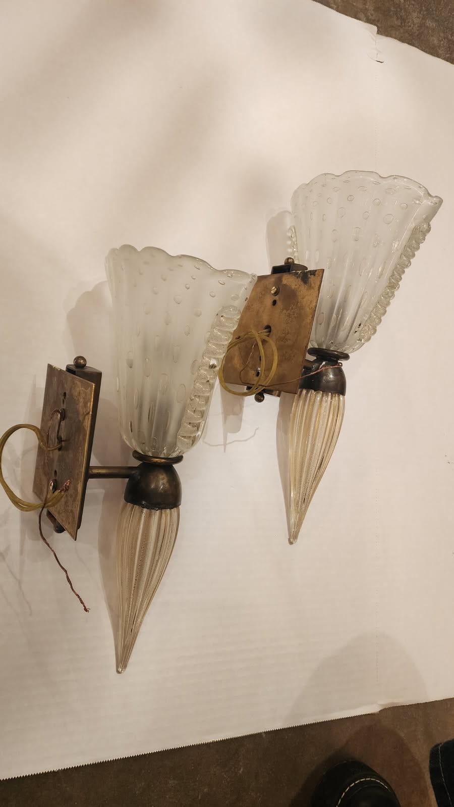 Pair of Murano Glass Sconces For Sale 5