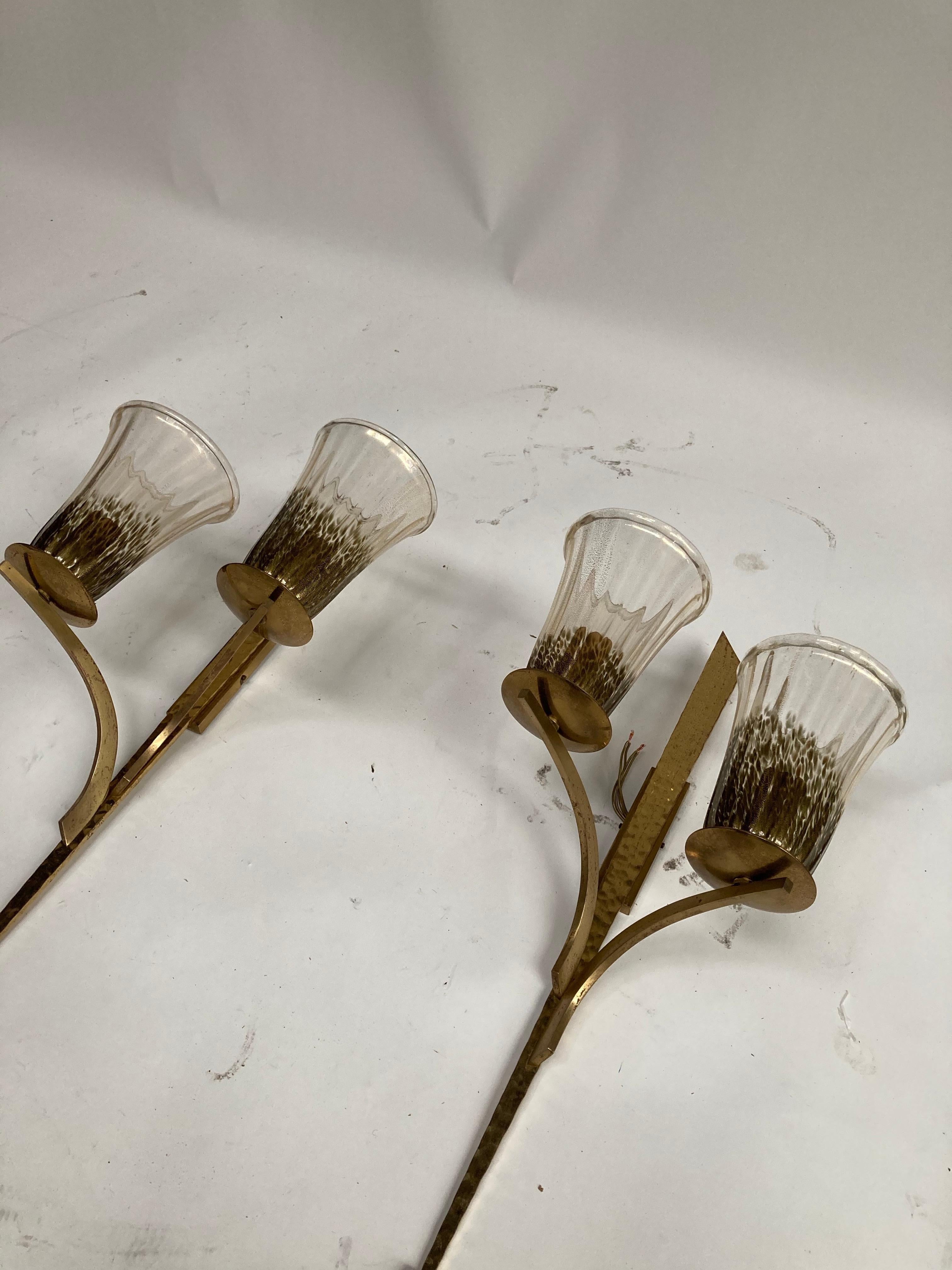 Pair of Murano Glass Sconces In Good Condition For Sale In Bois-Colombes, FR