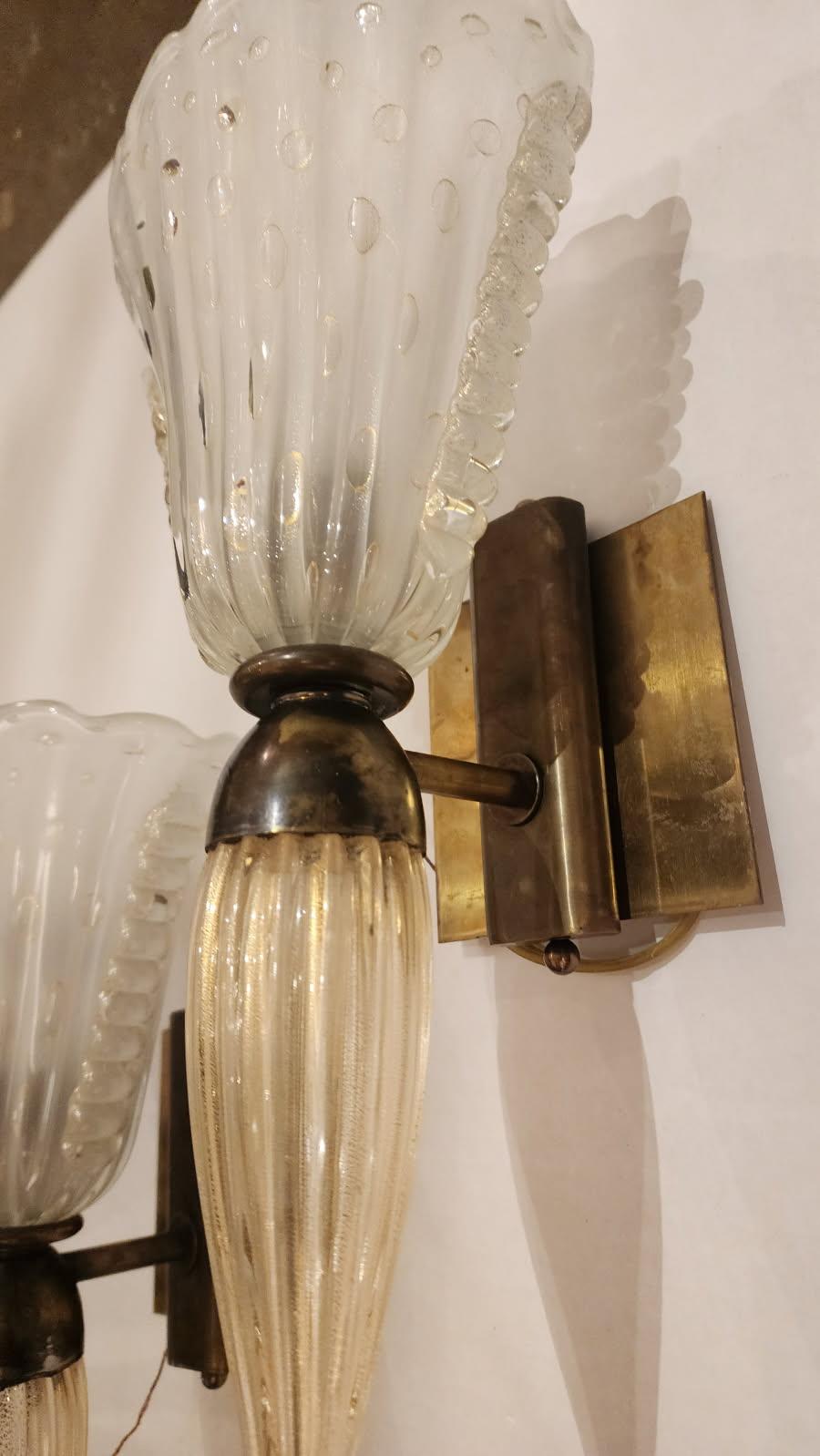 Pair of Murano Glass Sconces In Good Condition For Sale In Dallas, TX