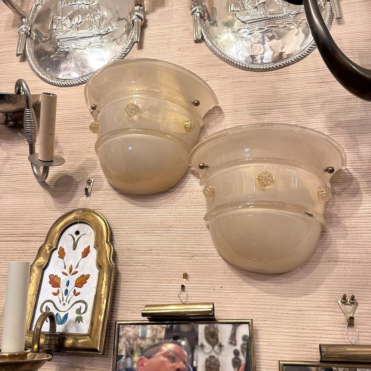 Vetro di Murano Coppia di lampade in vetro di Murano in vendita