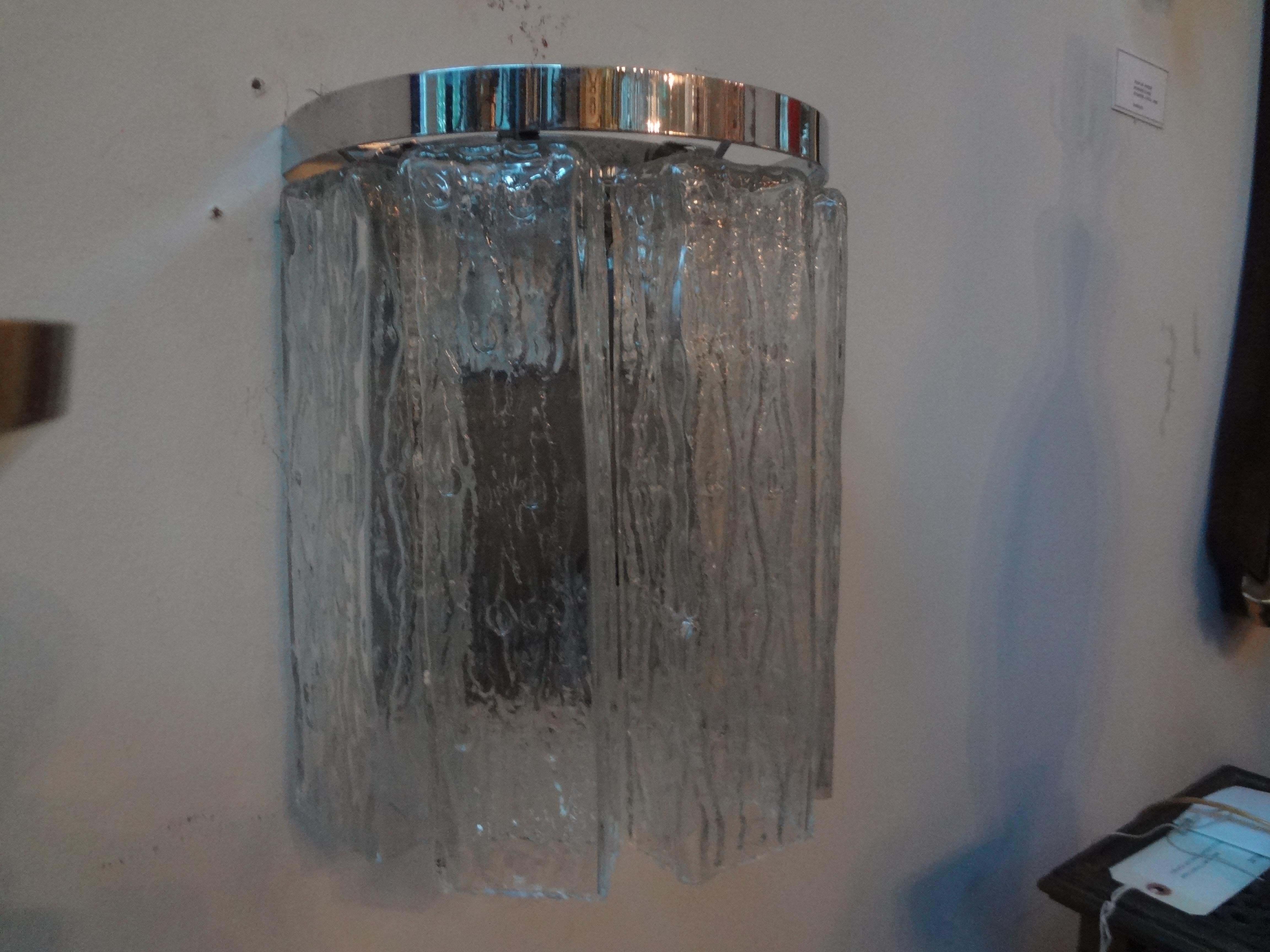 Late 20th Century Pair of Murano Glass Sconces For Sale