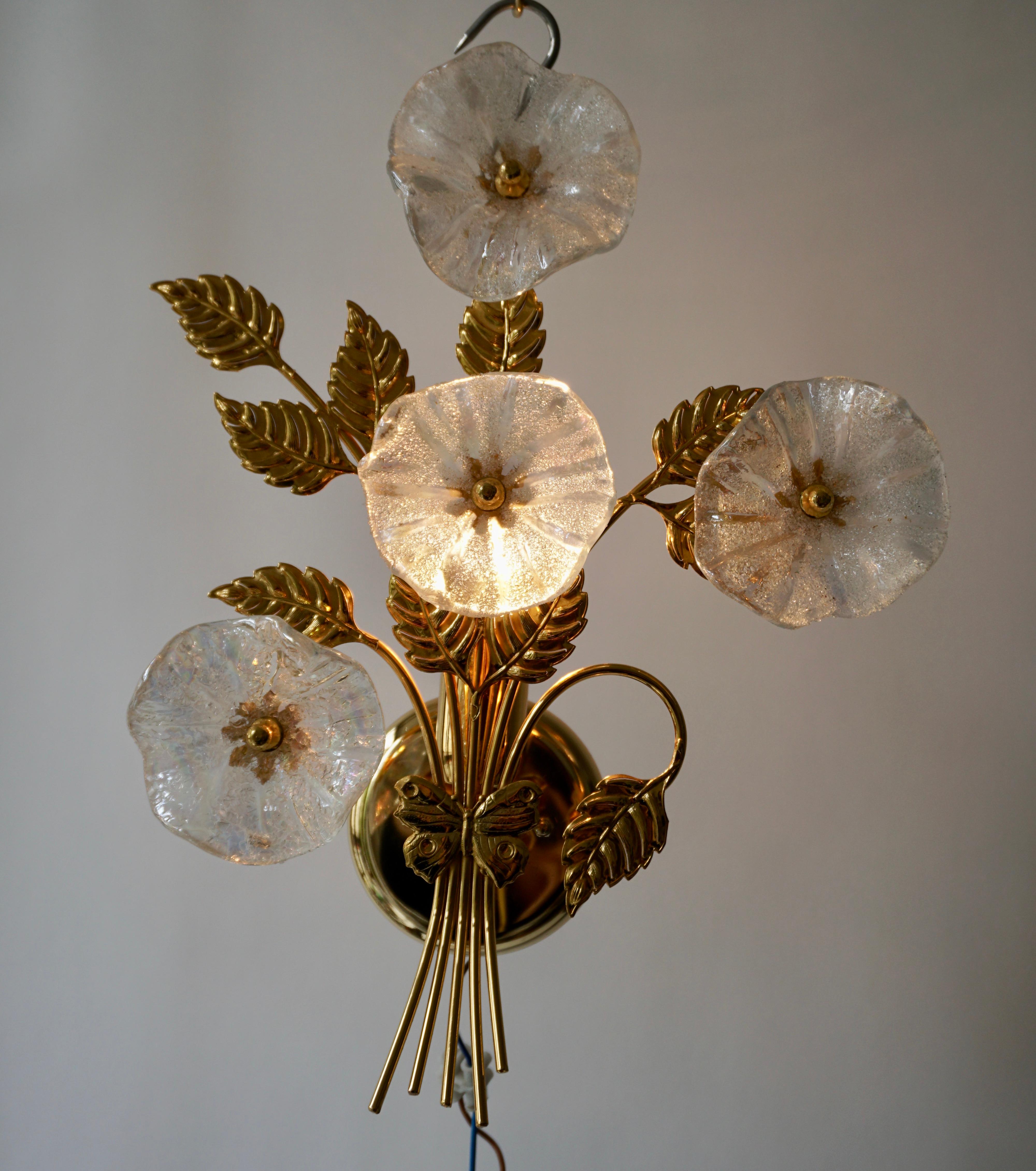 20th Century Pair of Murano Glass Sconces