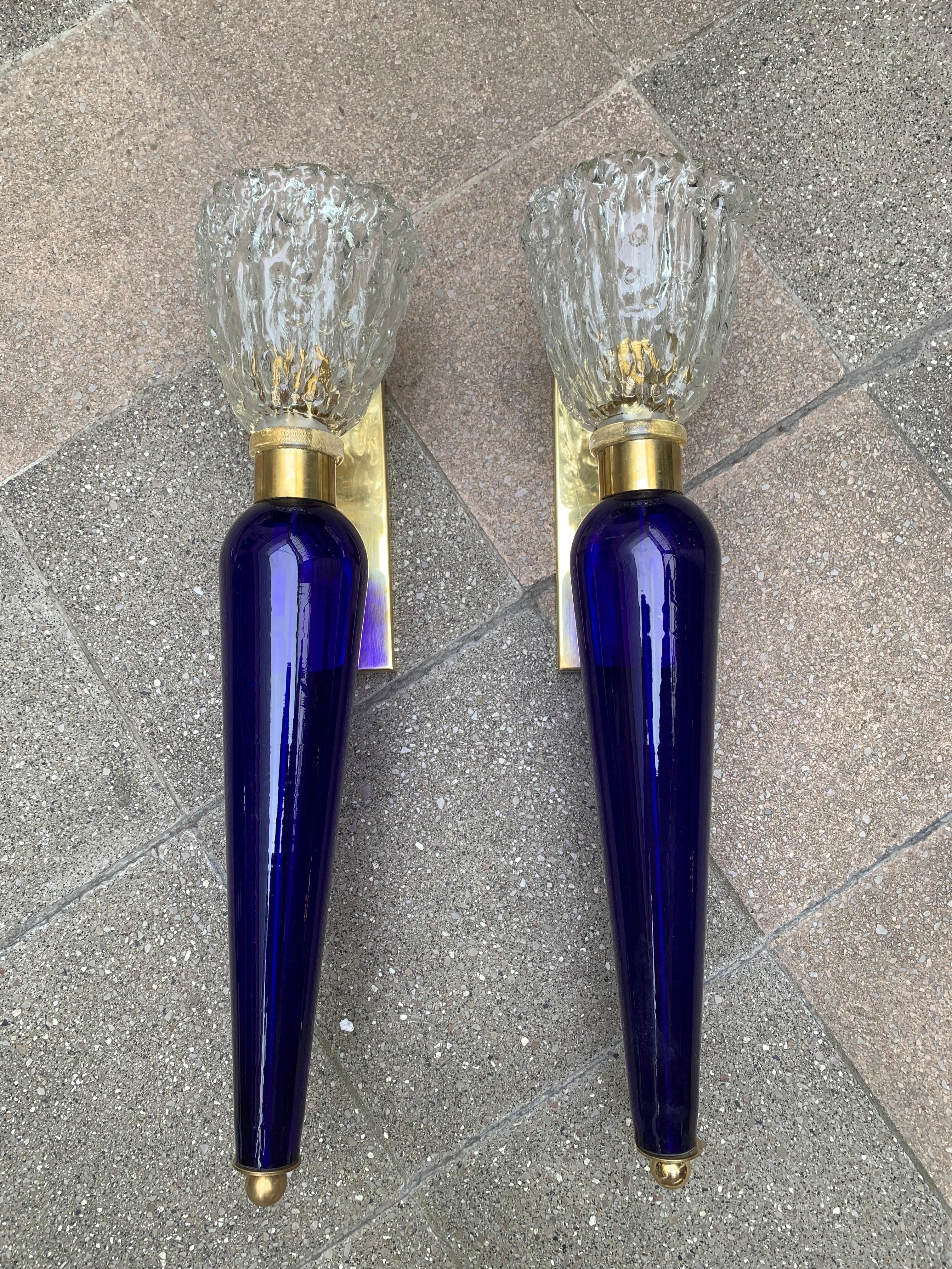 Pair of Murano Glass Sconces For Sale 2