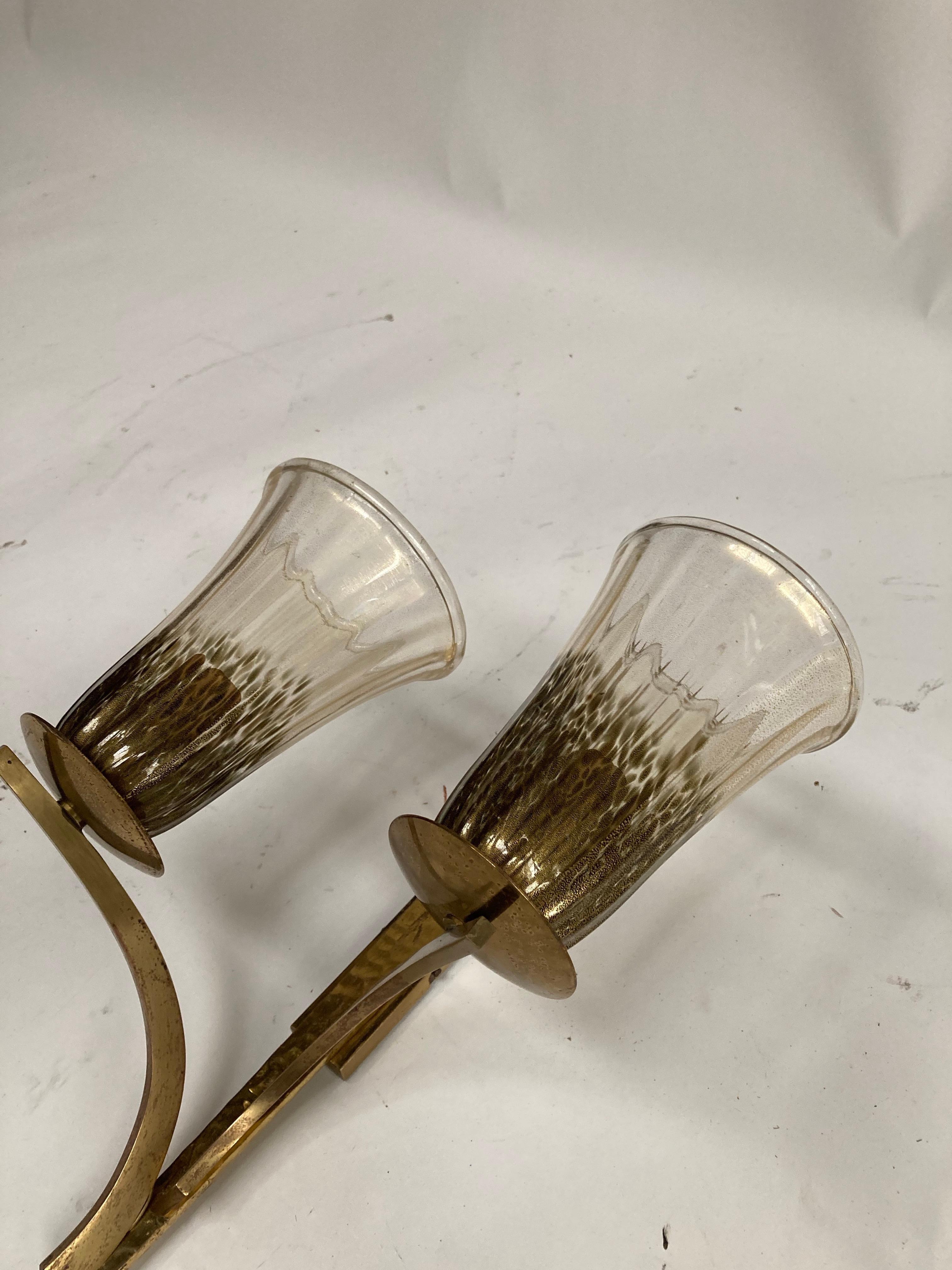 Pair of Murano Glass Sconces For Sale 1
