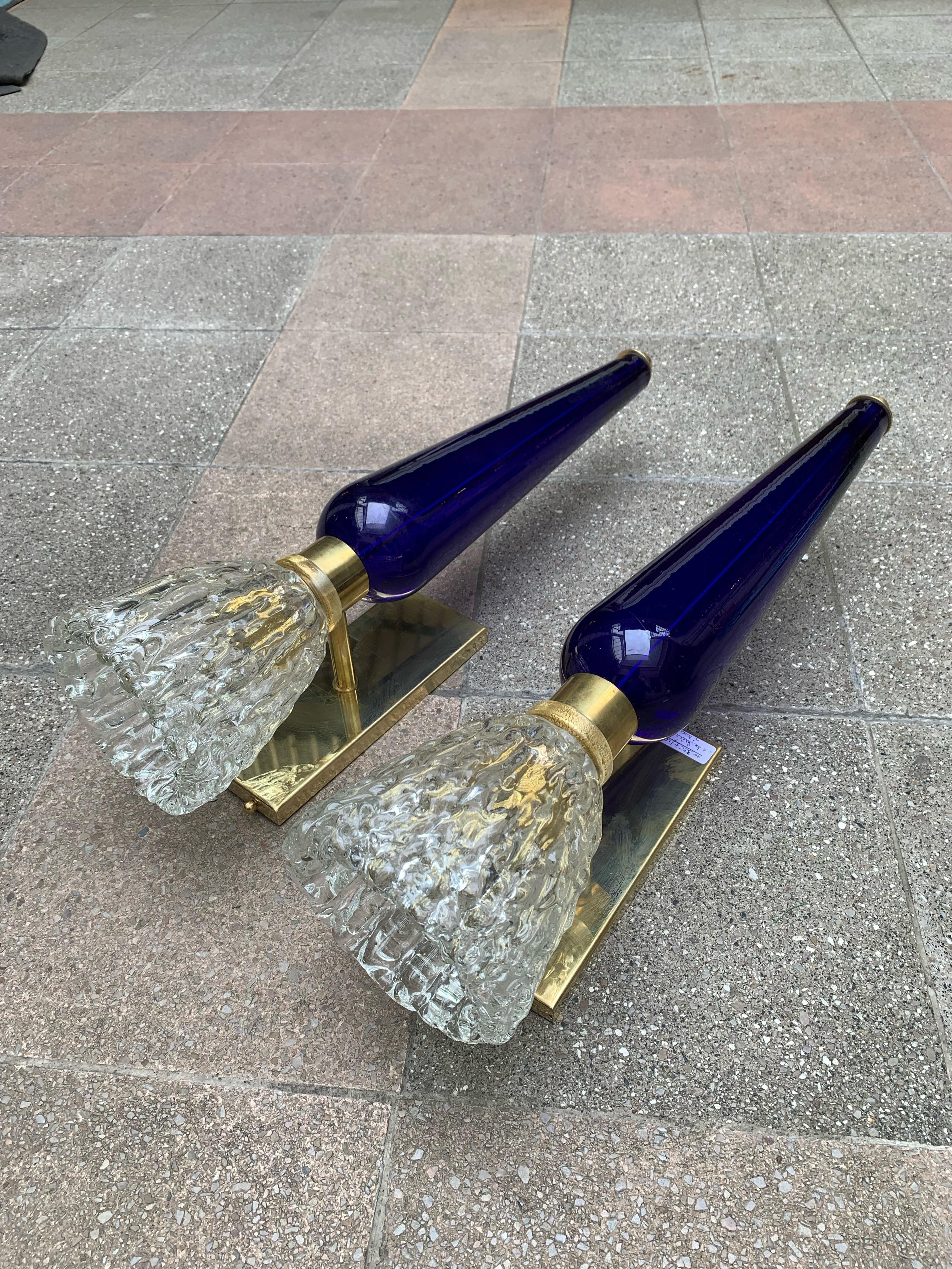 Pair of Murano Glass Sconces For Sale 3
