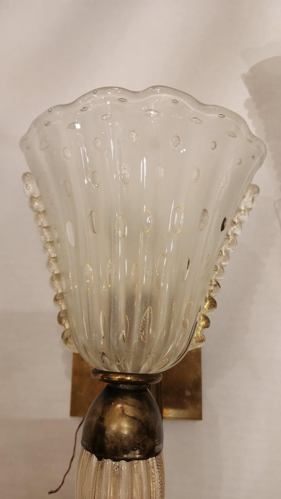 Pair of Murano Glass Sconces For Sale 1
