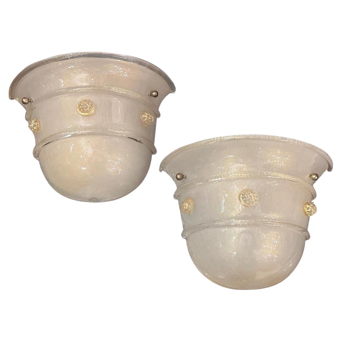 Pareja de candelabros de cristal de Murano