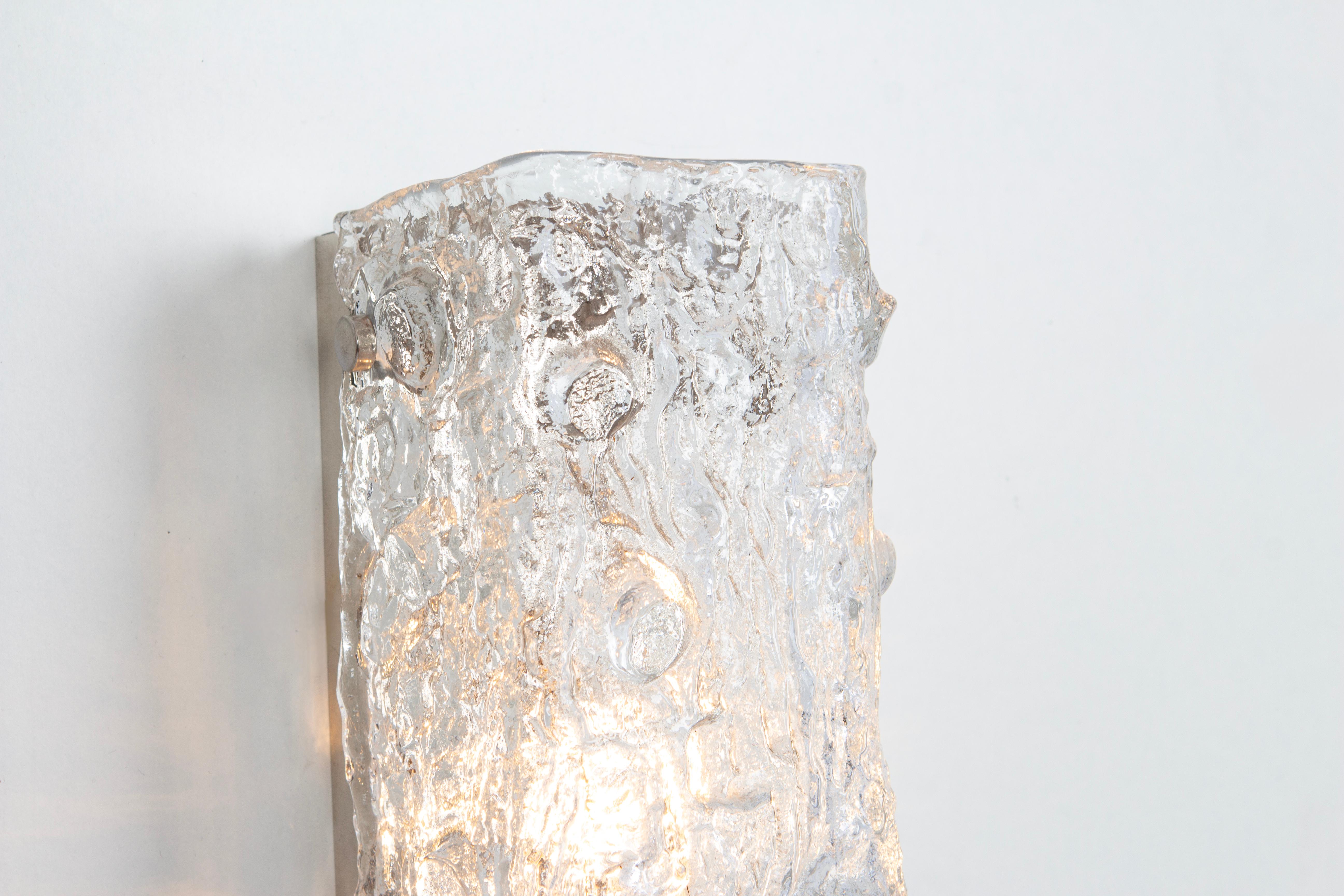 Mid-Century Modern Paire d'appliques en verre de Murano dans le style Kaiser, Allemagne, 1970 en vente
