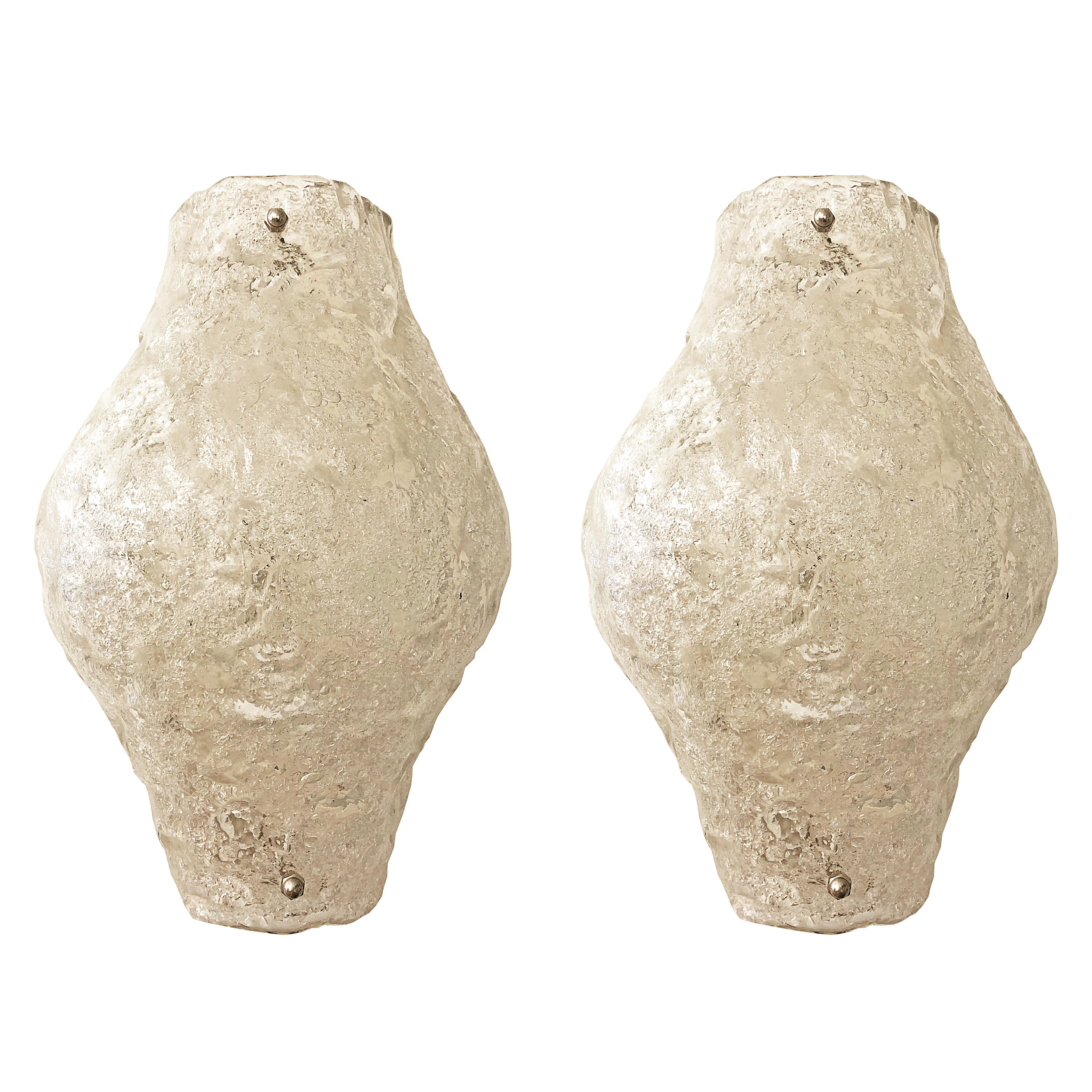 Pair of Murano Glass Sconces or Flush Mounts (Moderne der Mitte des Jahrhunderts)