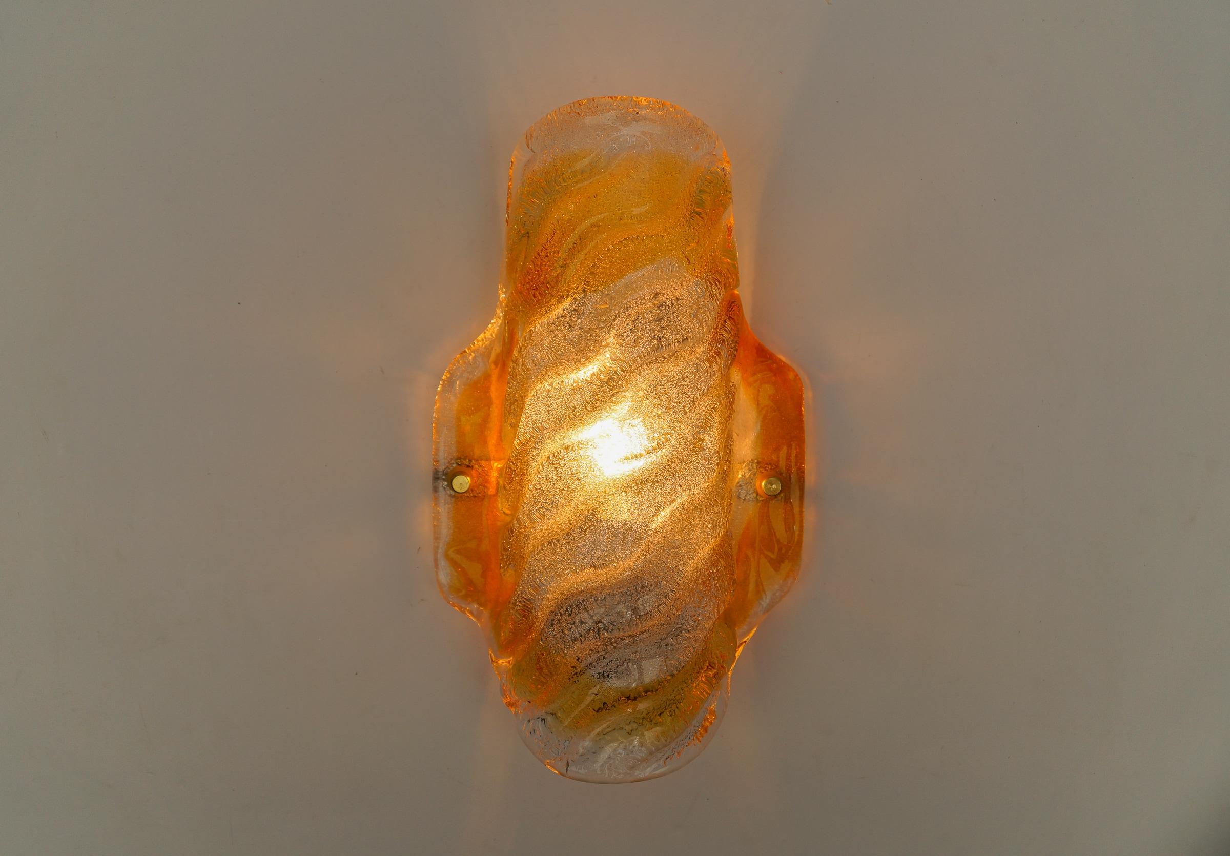 Mid-20th Century Pair of Murano Glass Sconces  Wall Lamps, 1960s Italy 